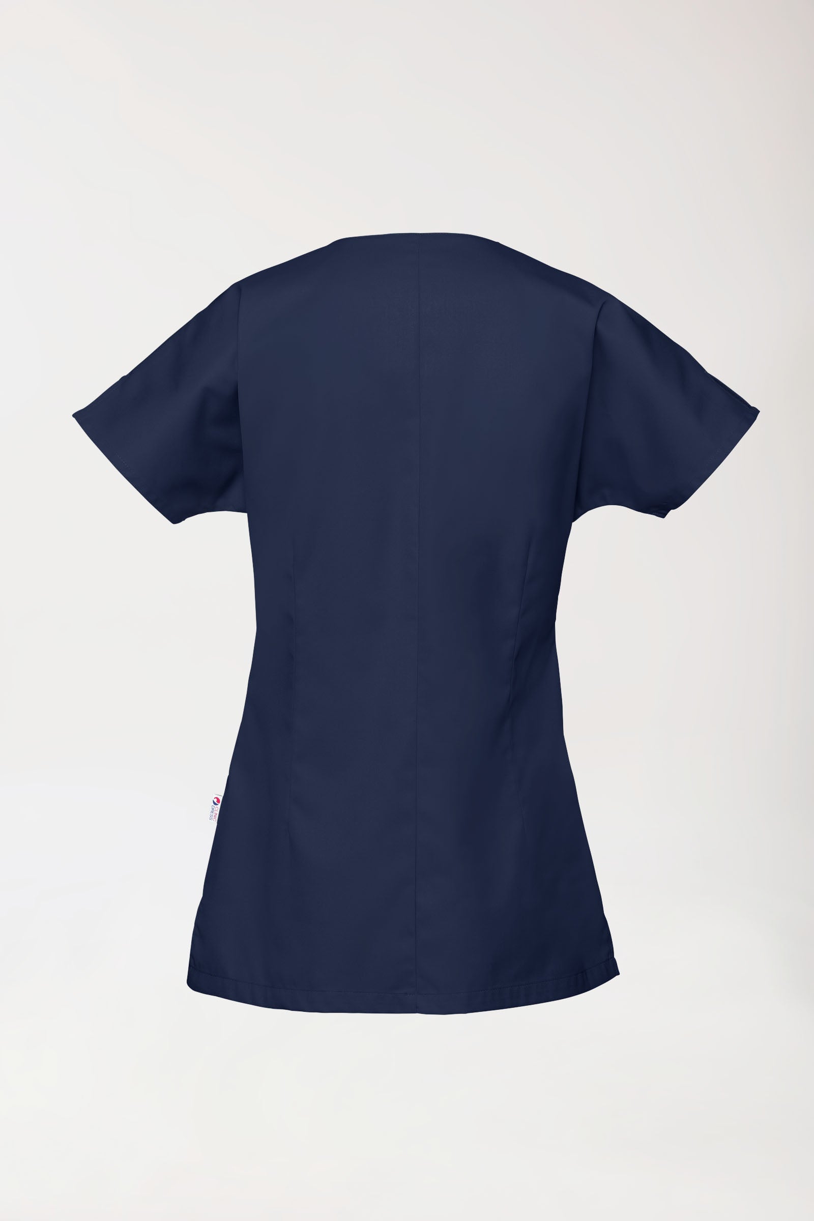 Beauty Kasack Damen - asymmetrische Druckknopfleiste navy, Rückansicht 