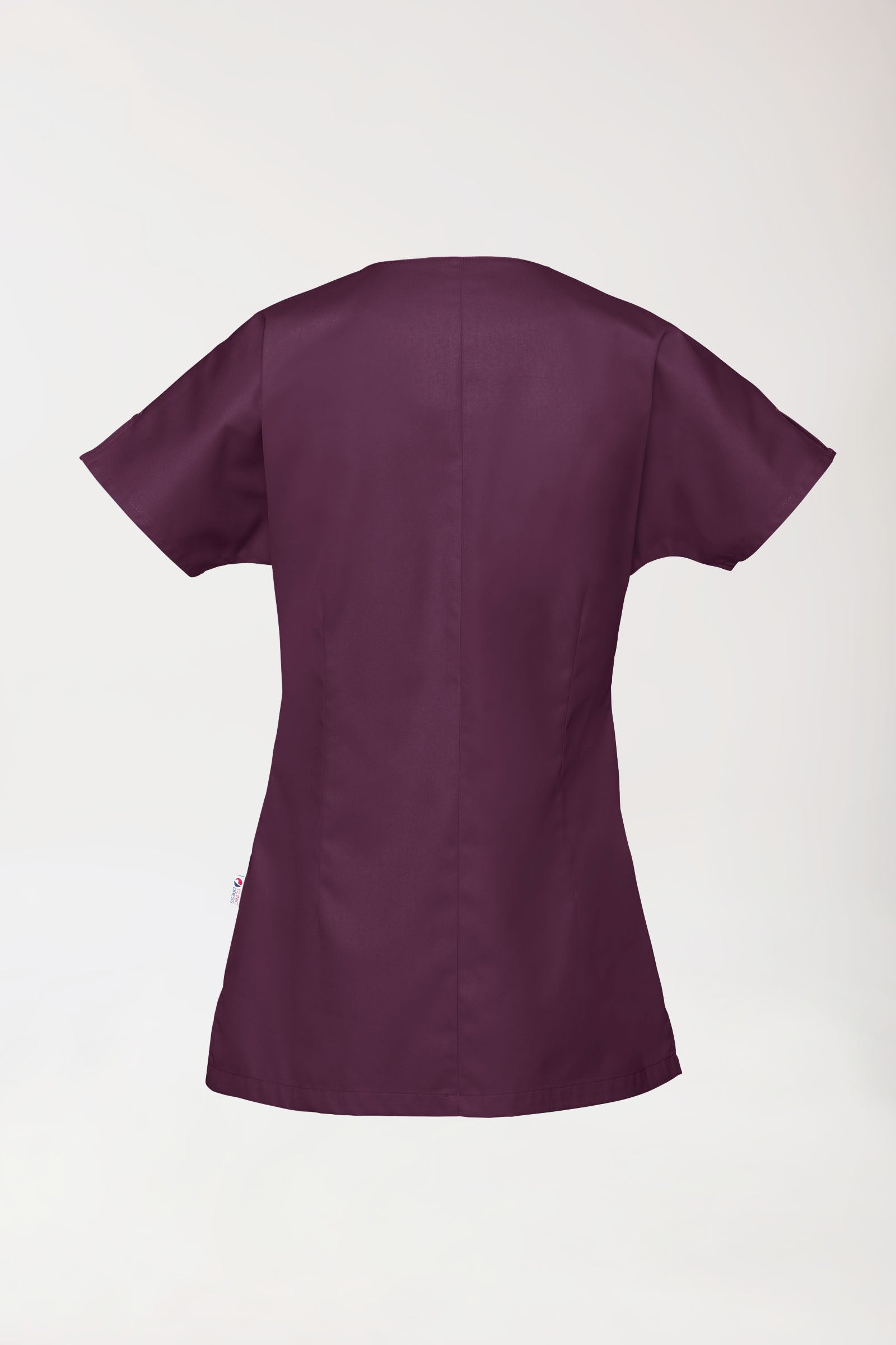 Beauty Kasack Damen - asymmetrische Druckknopfleiste pflaume, Vue de dos 