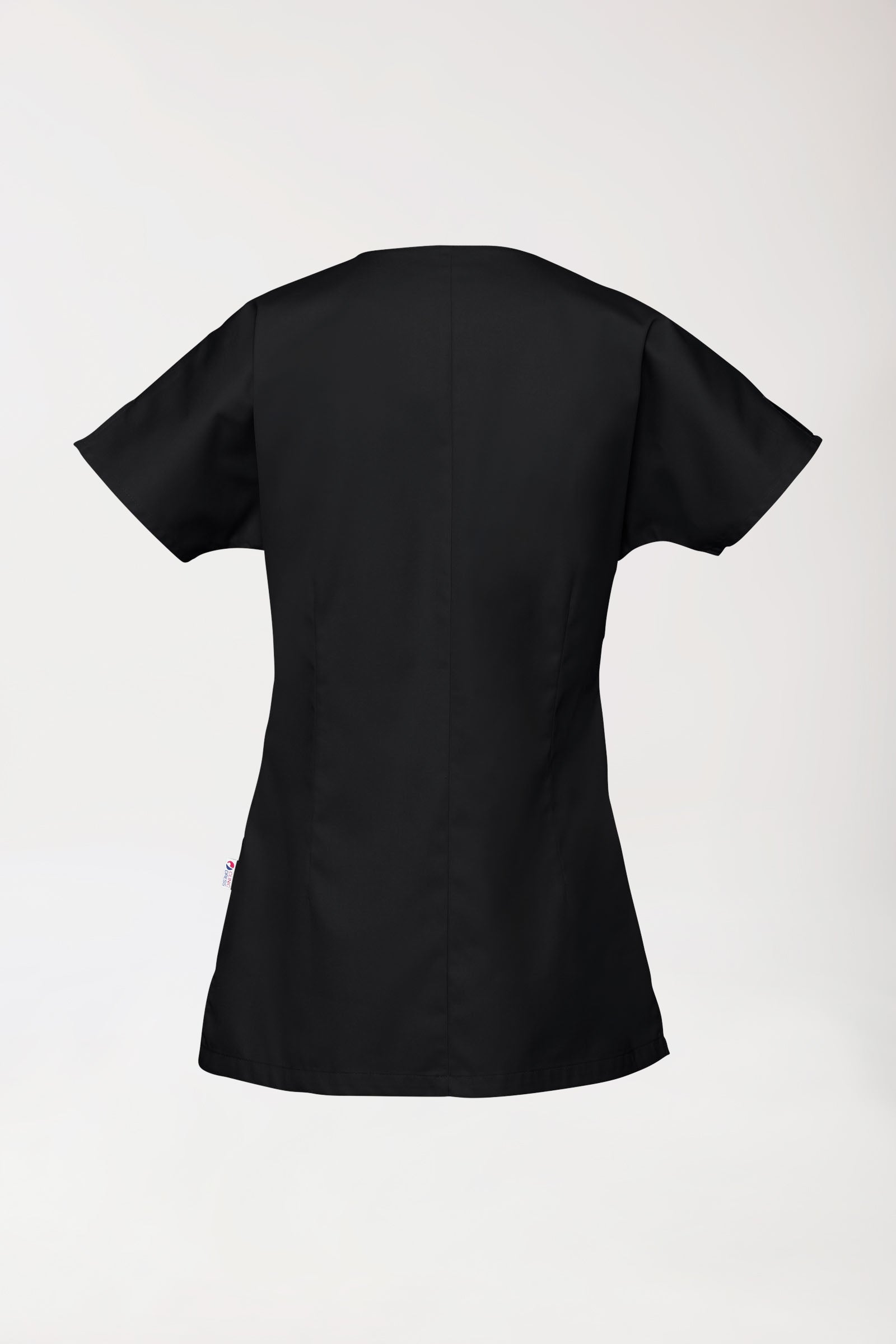 Beauty Kasack Damen - asymmetrische Druckknopfleiste schwarz, Rückansicht 