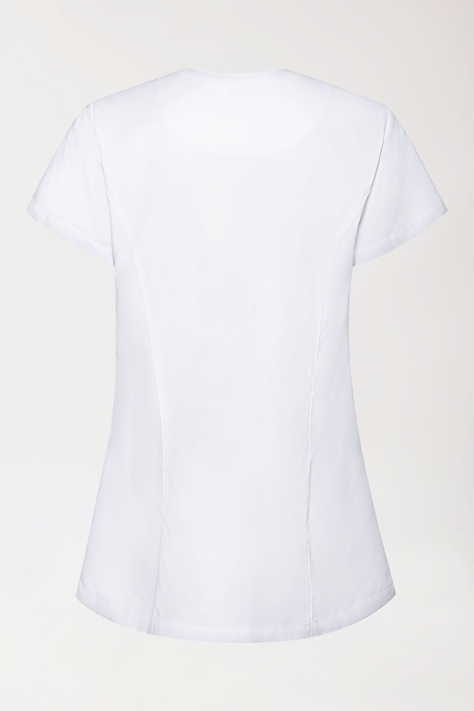 GREEN Stretch Kasack Damen - asymmetrische Druckknopfleiste weiss