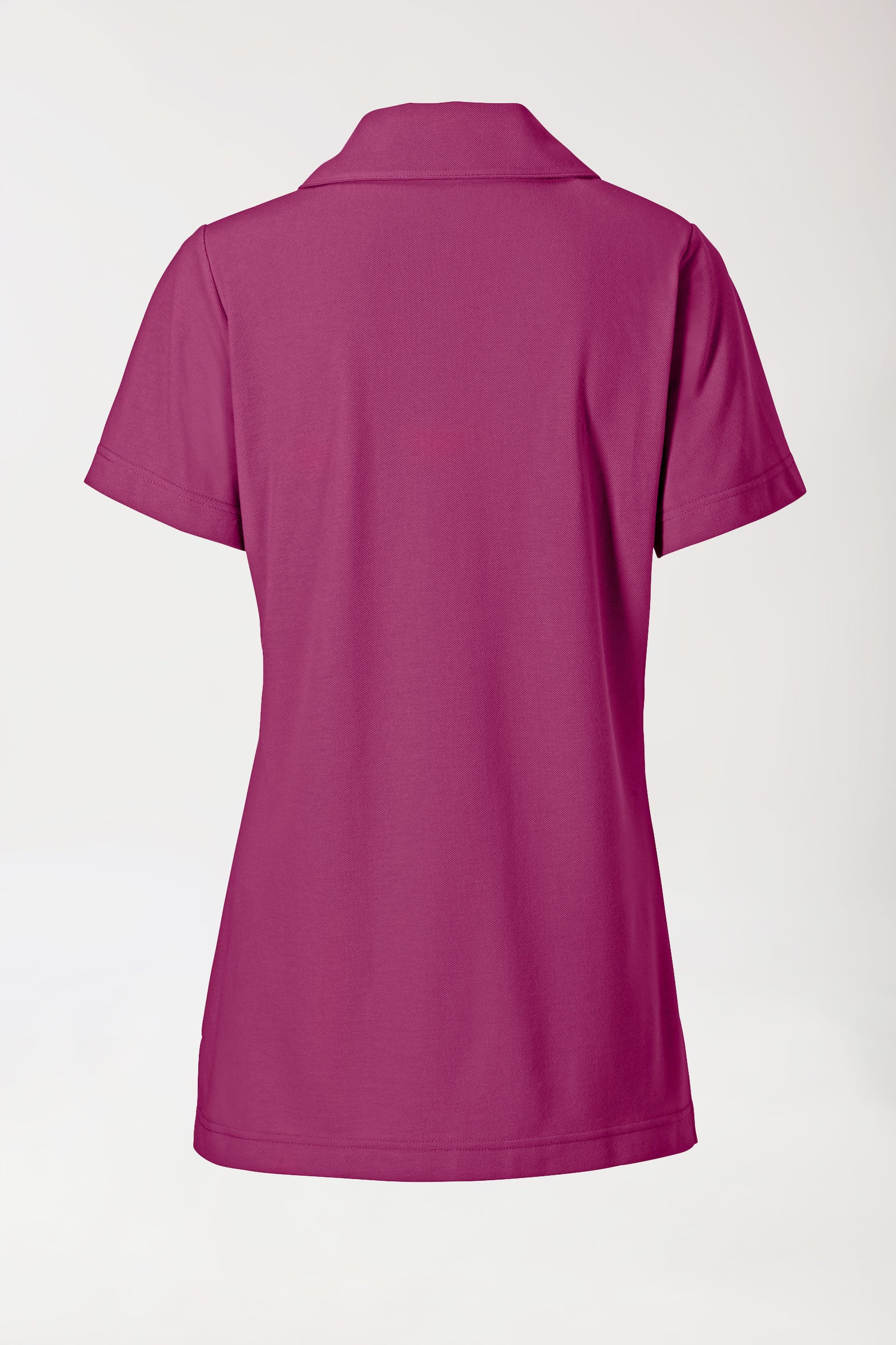 Piqué Longshirt Damen - mit Kragen berry, Vue de dos 