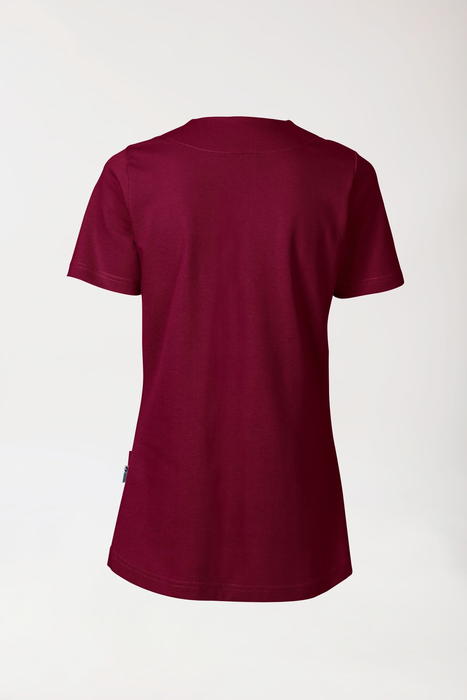 Piqué Longshirt Damen - diagonaler Ausschnitt bordeaux, Vue de dos 