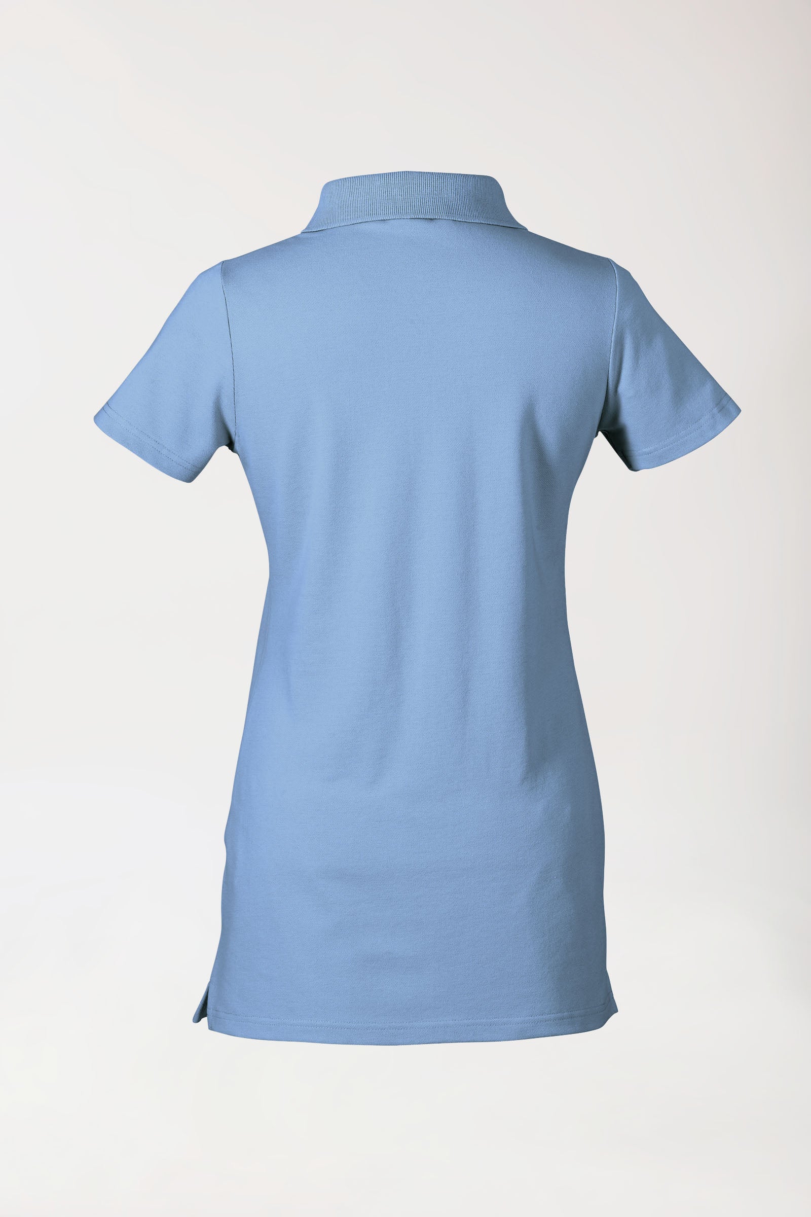 Stretch Longshirt Damen - Polokragen himmelblau, Vue de dos 