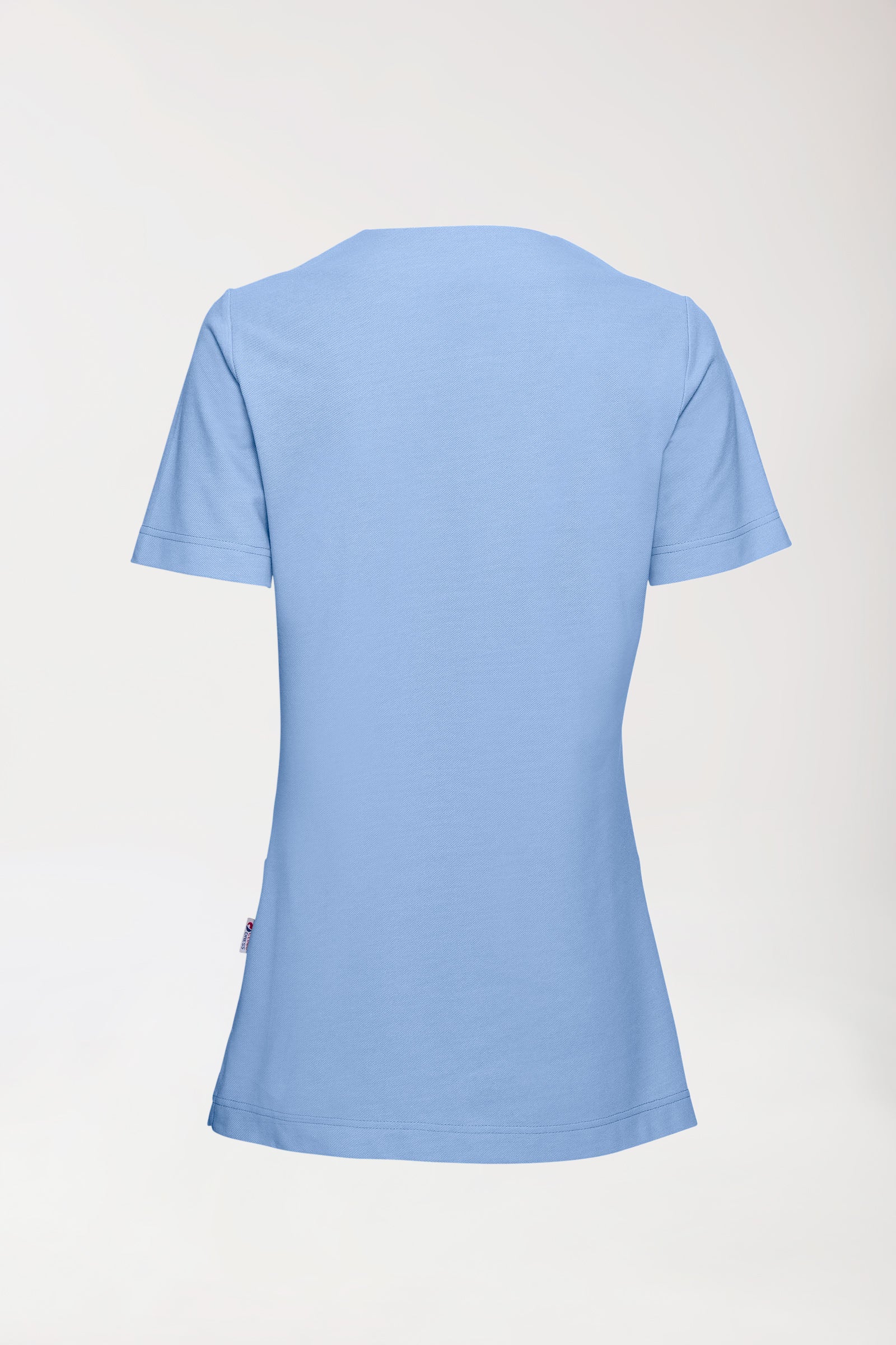 Piqué Longshirt Damen - V-Ausschnitt himmelblau, Rückansicht 