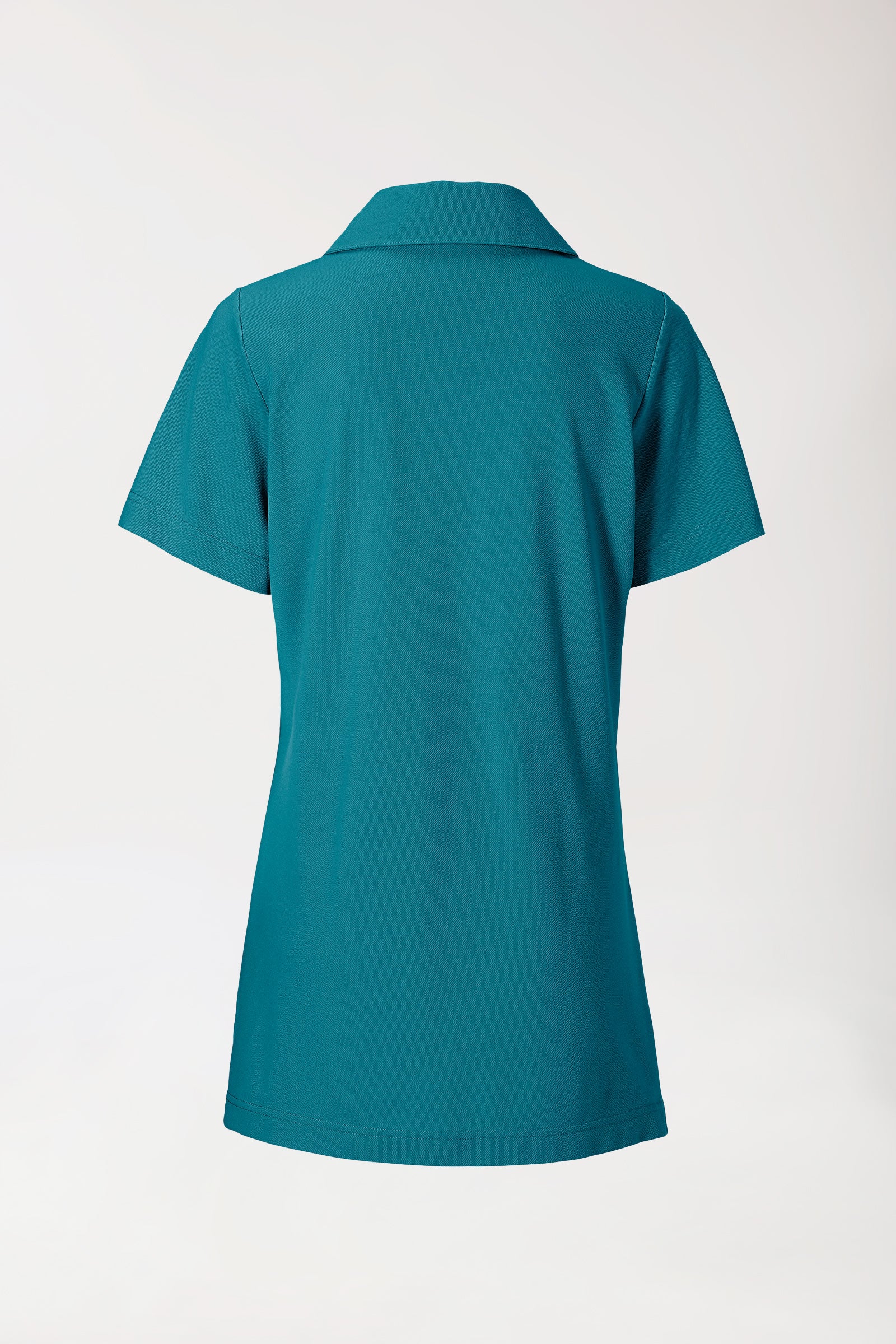 Piqué Longshirt Damen - mit Kragen petrol, Vue de dos 