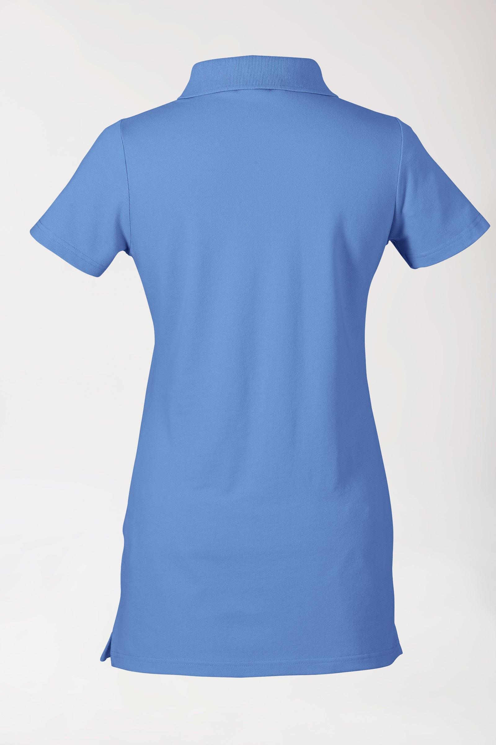 Stretch Longshirt Damen - Polokragen petrolblau, Rückansicht 
