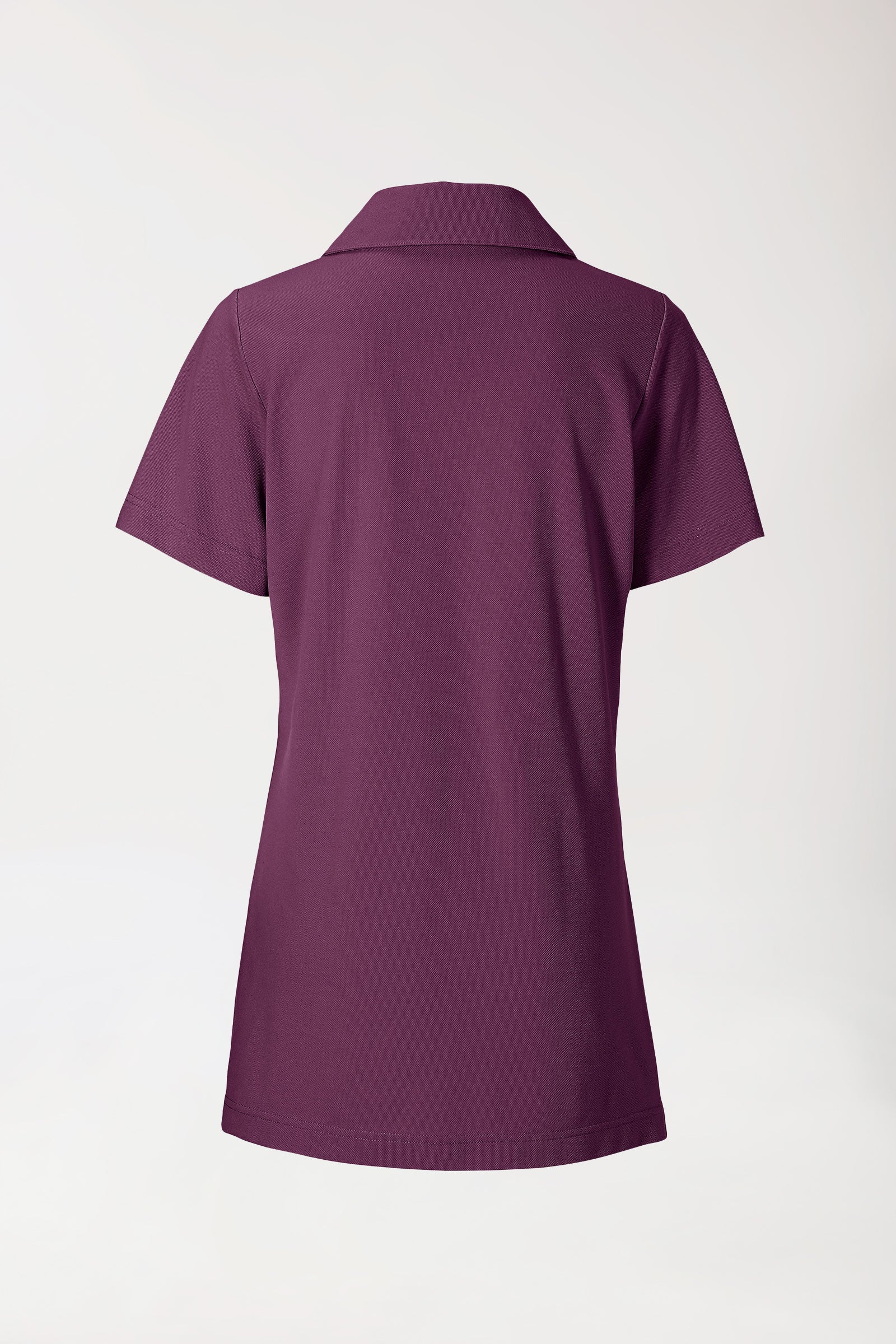 Piqué Longshirt Damen - mit Kragen pflaume