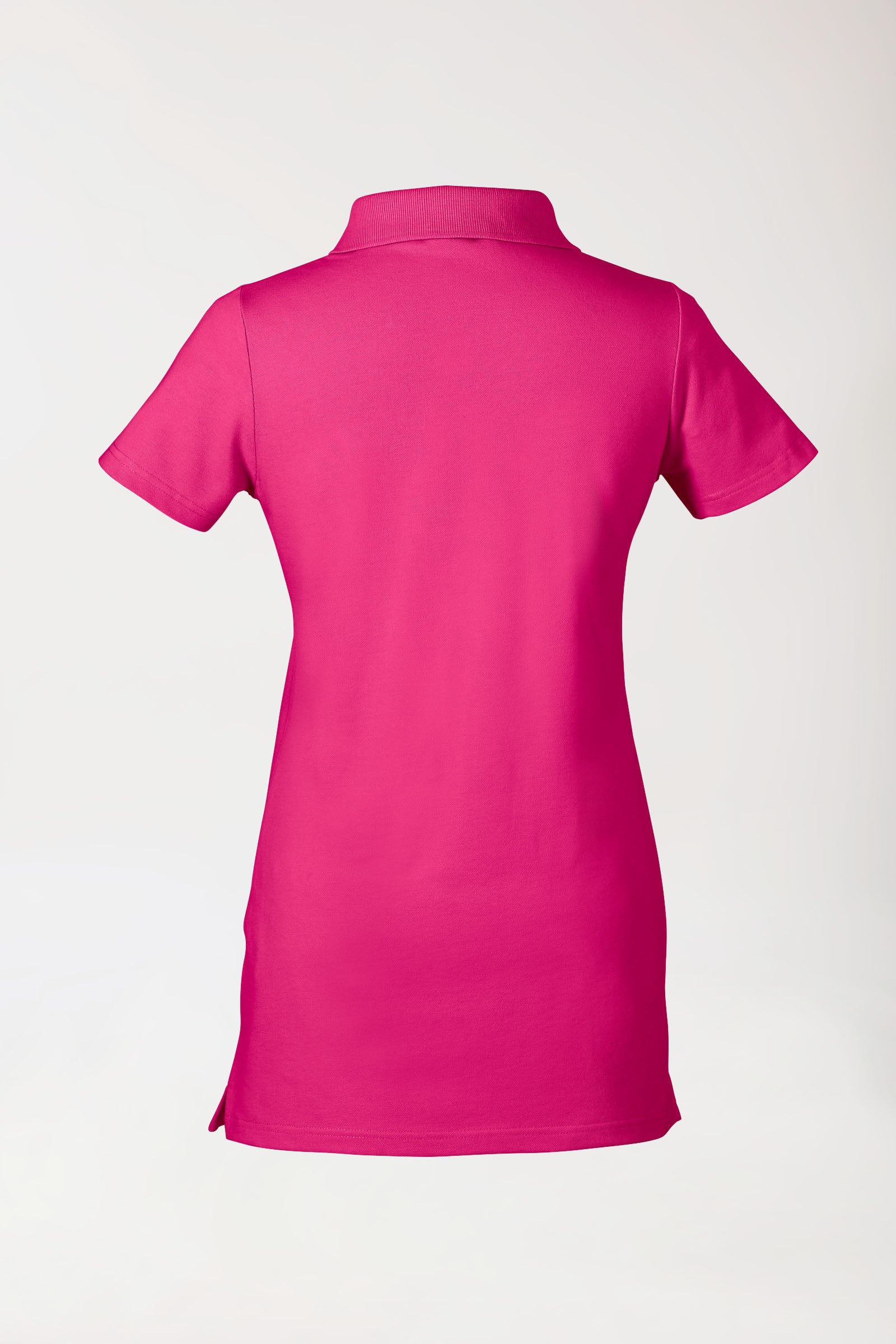 Stretch Longshirt Damen - Polokragen pink, Rückansicht 