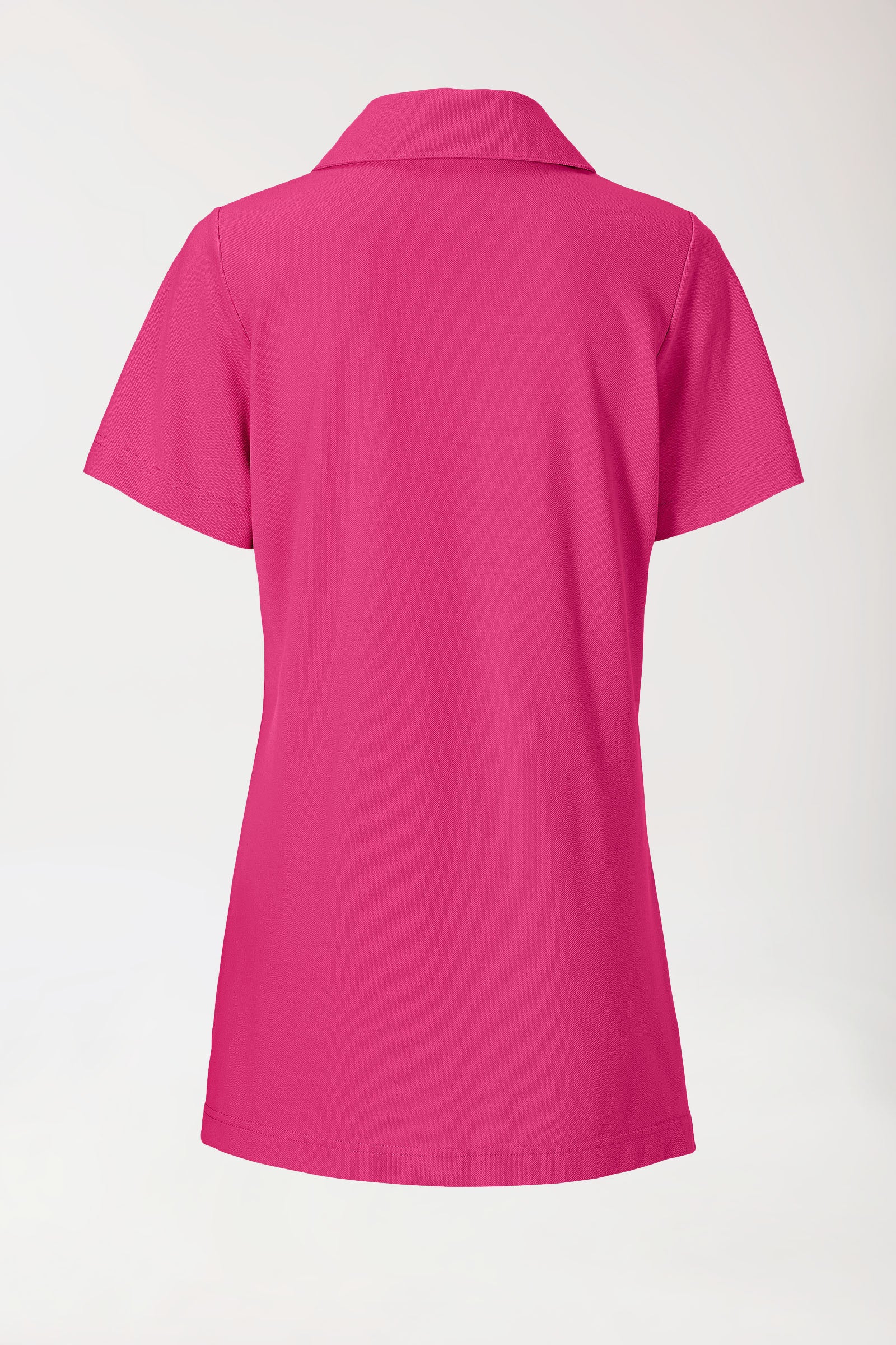 Piqué Longshirt Damen - mit Kragen pink, Rückansicht 