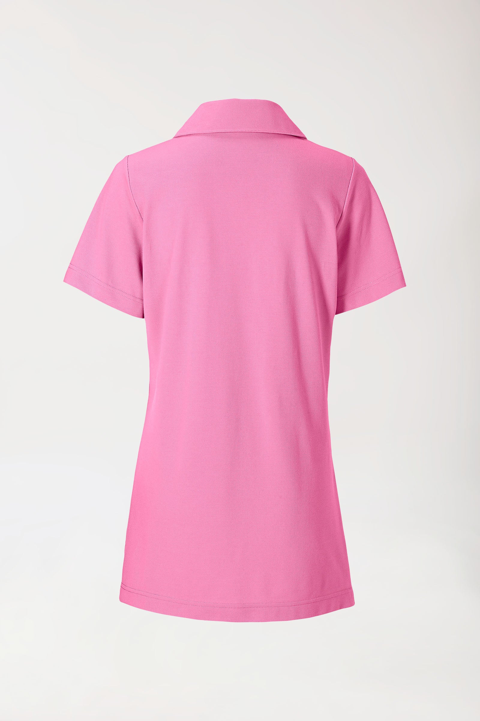 Piqué Longshirt Damen - mit Kragen rosy pink, Vue de dos 