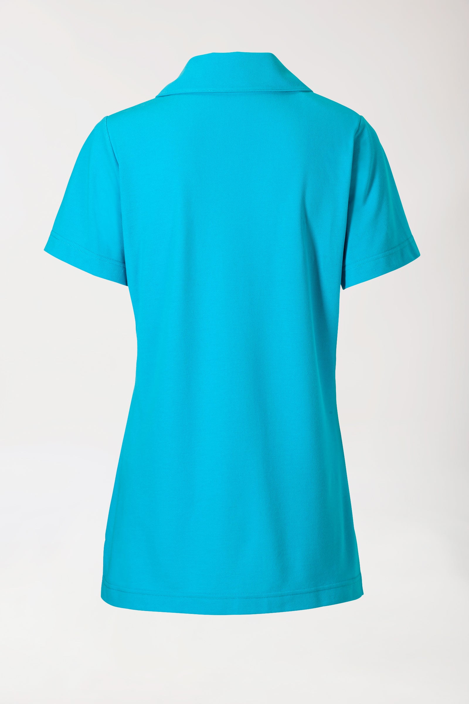 Piqué Longshirt Damen - mit Kragen türkis, Vue de dos 