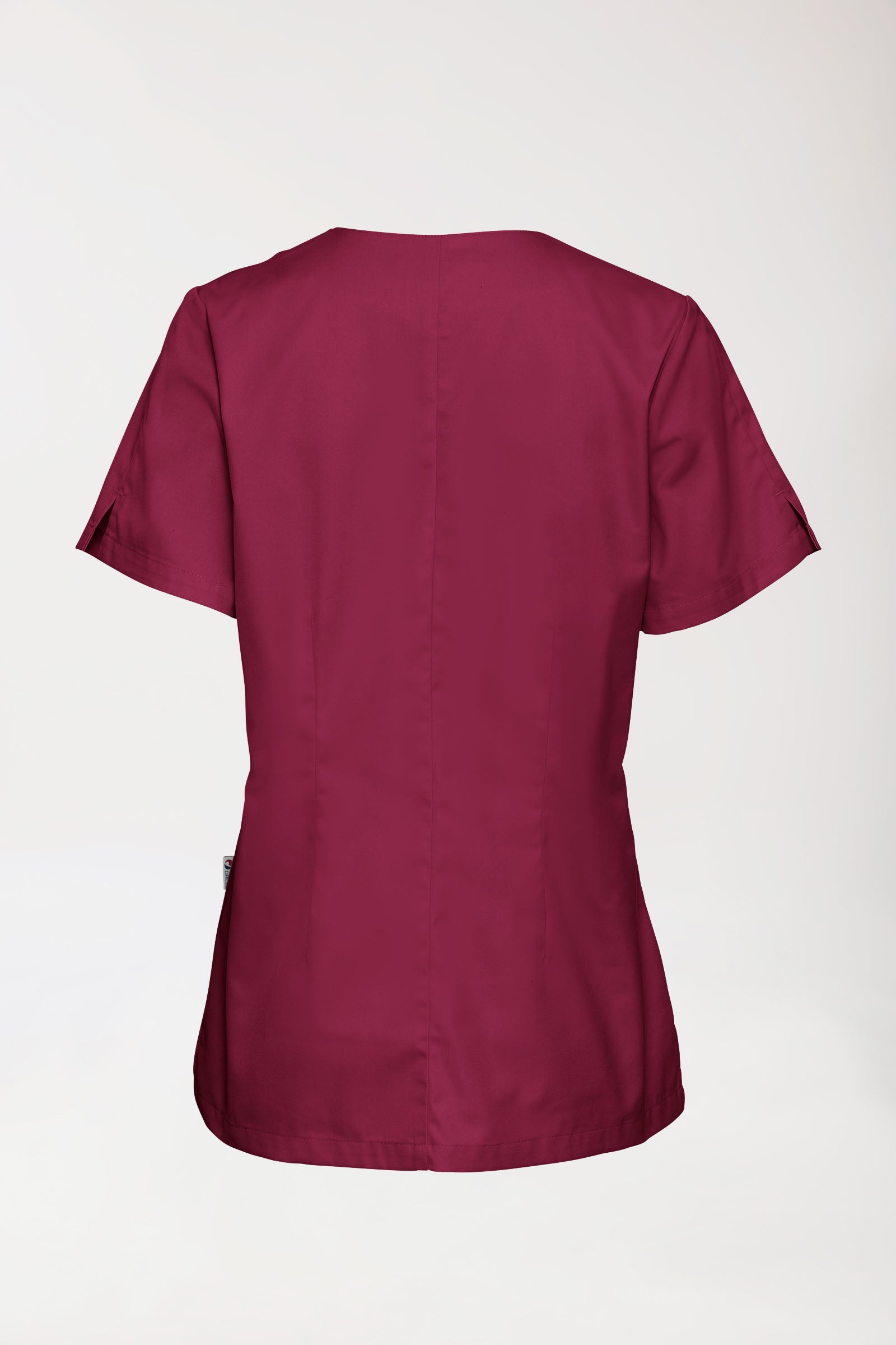 CORE Schlupfkasack Damen curved fit - mit Druckknöpfen bordeaux, Rückansicht 