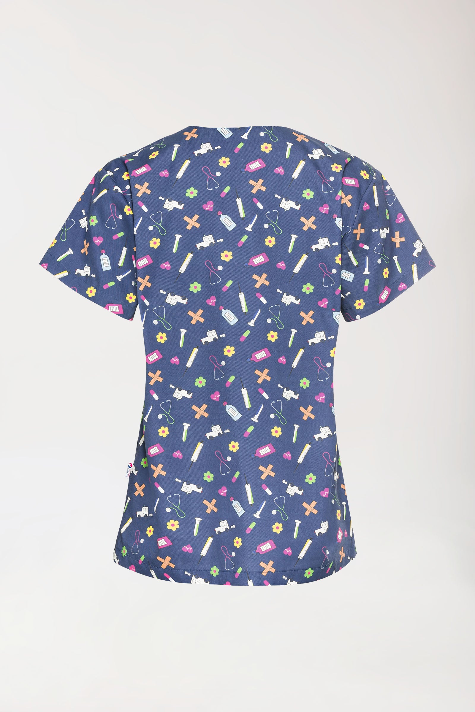 Leichter Schlupfkasack Damen - Alloverprint navy/bunt, Vue de dos 