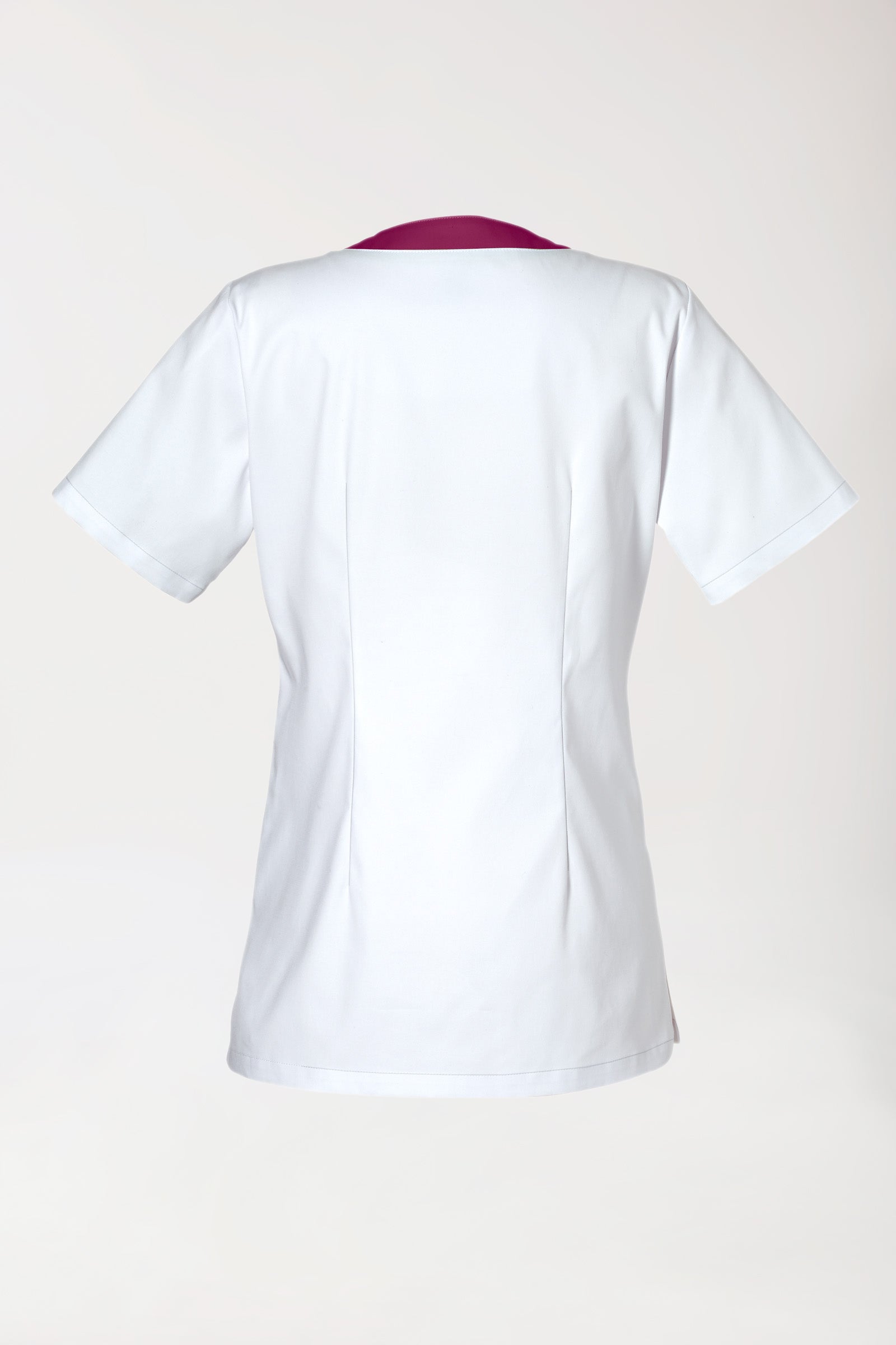 CLINIC STRETCH Schlupfkasack Damen - 1/2 Arm weiss/berry, Rückansicht 