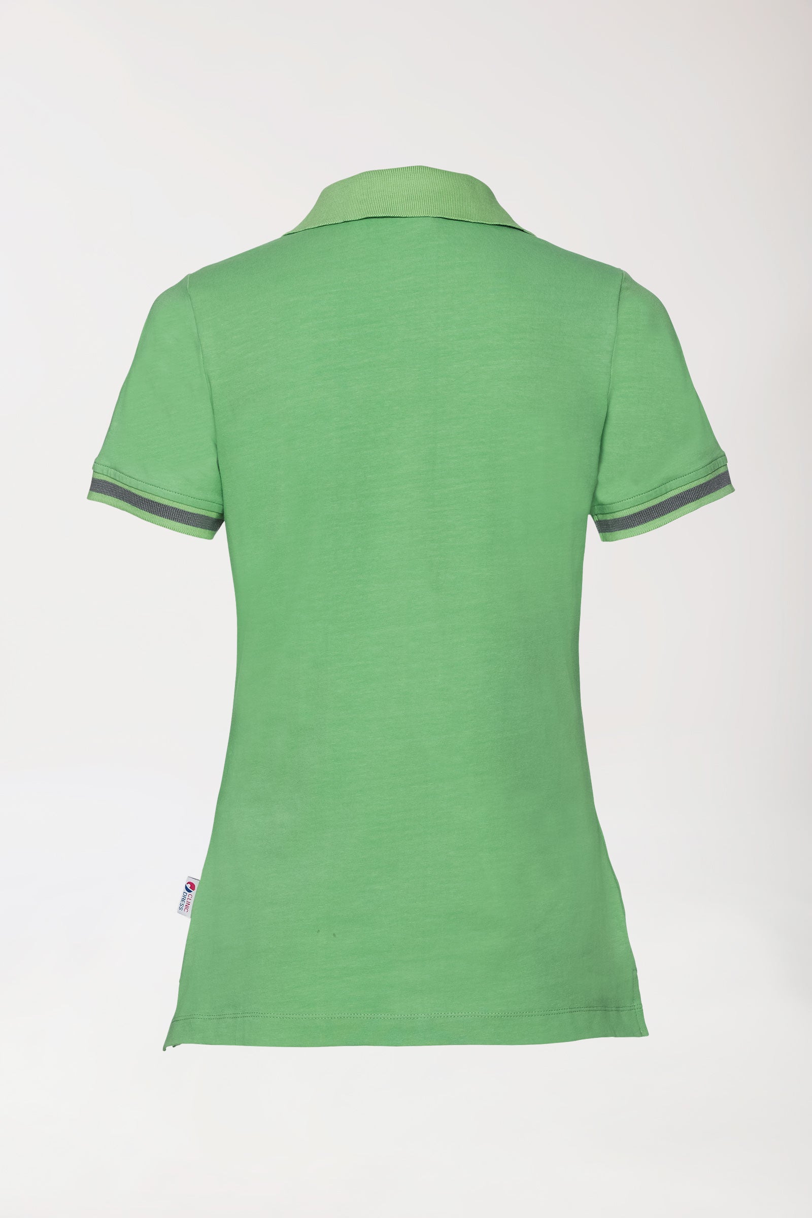 Stretch Shirt Damen - Polokragen apfelgrün/dunkelgrau melange, Vue de dos 