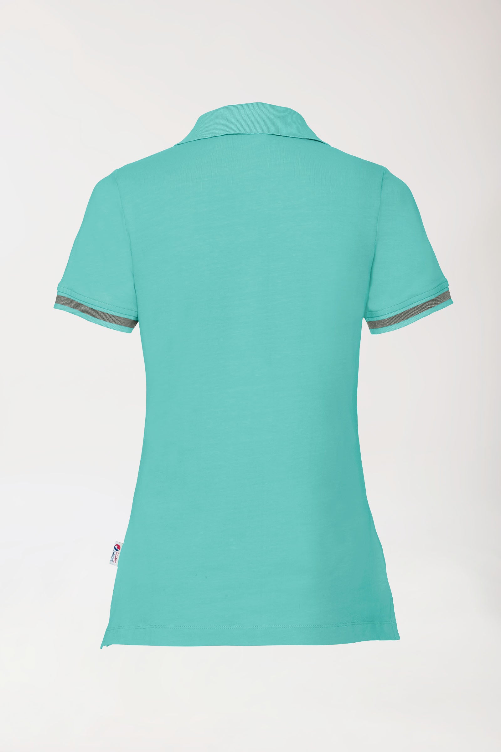 Stretch Shirt Damen - Polokragen aqua green/dunkelgrau melange, Rückansicht 