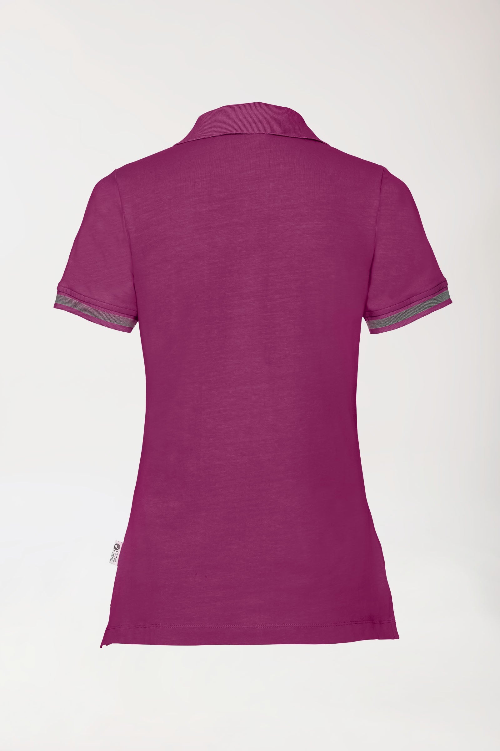 Stretch Shirt Damen - Polokragen berry/dunkelgrau melange, Rückansicht 
