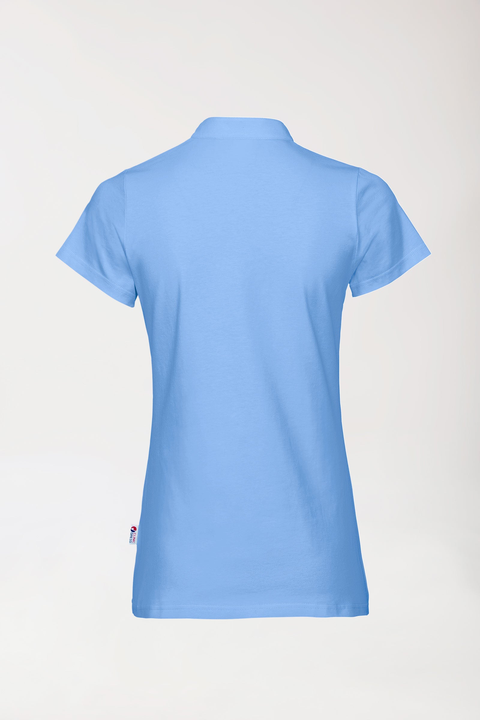 Stretch Shirt Damen - Stehkragen himmelblau, Rückansicht 