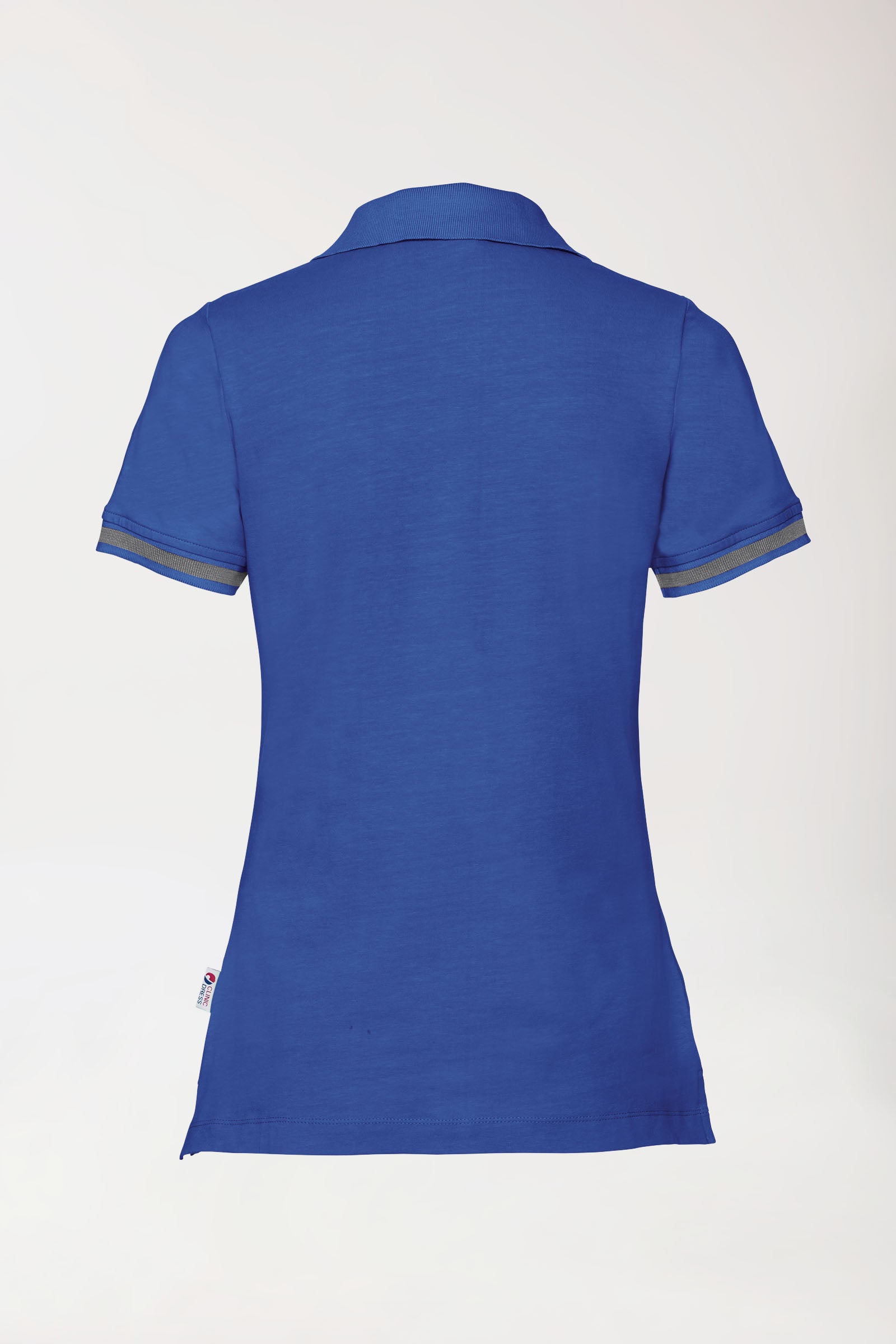 Stretch Shirt Damen - Polokragen königsblau/dunkelgrau melange, Vue de dos 