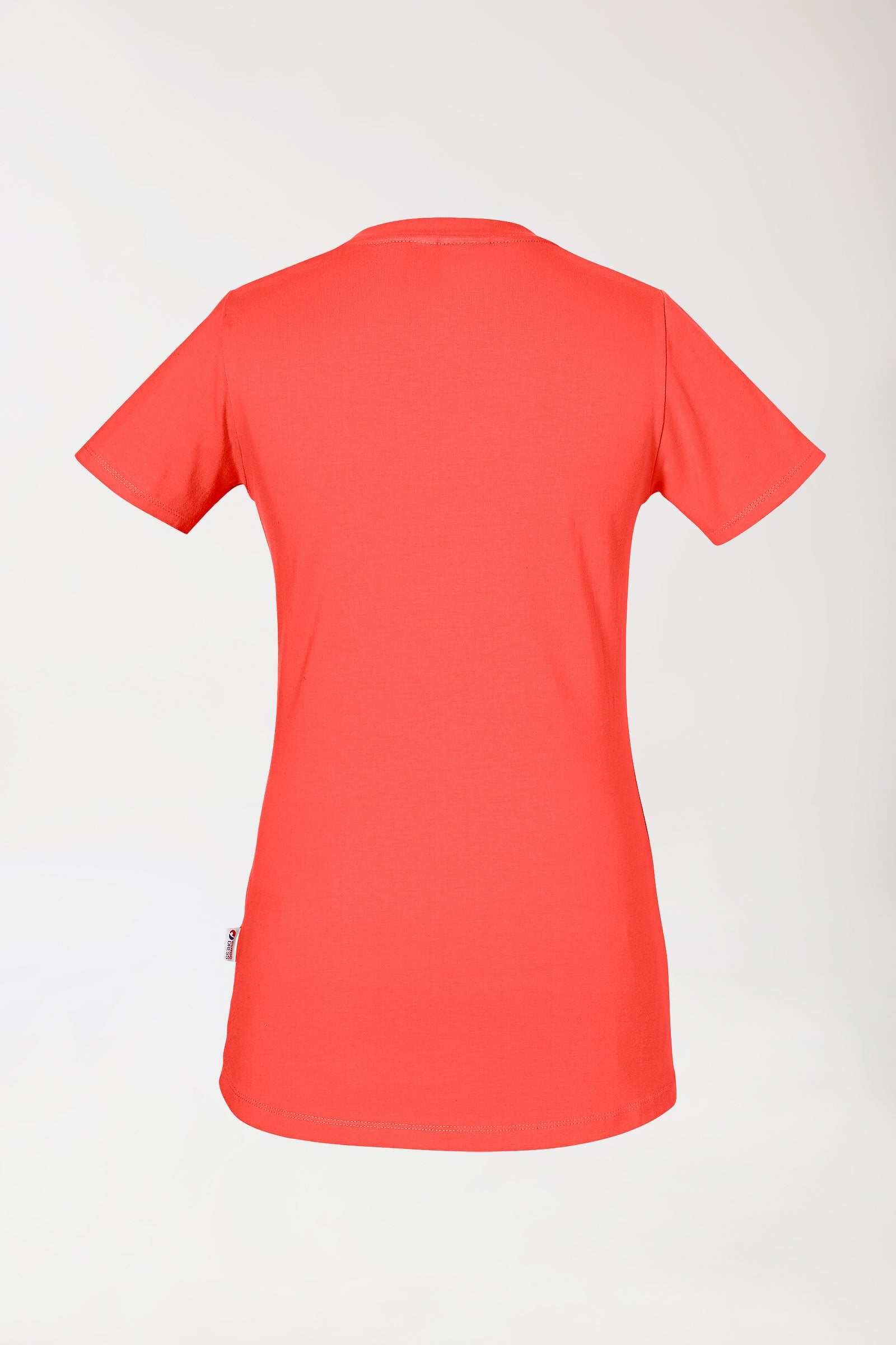 Longshirt Damen Mandarinrot 1/2-Arm, Rückansicht 