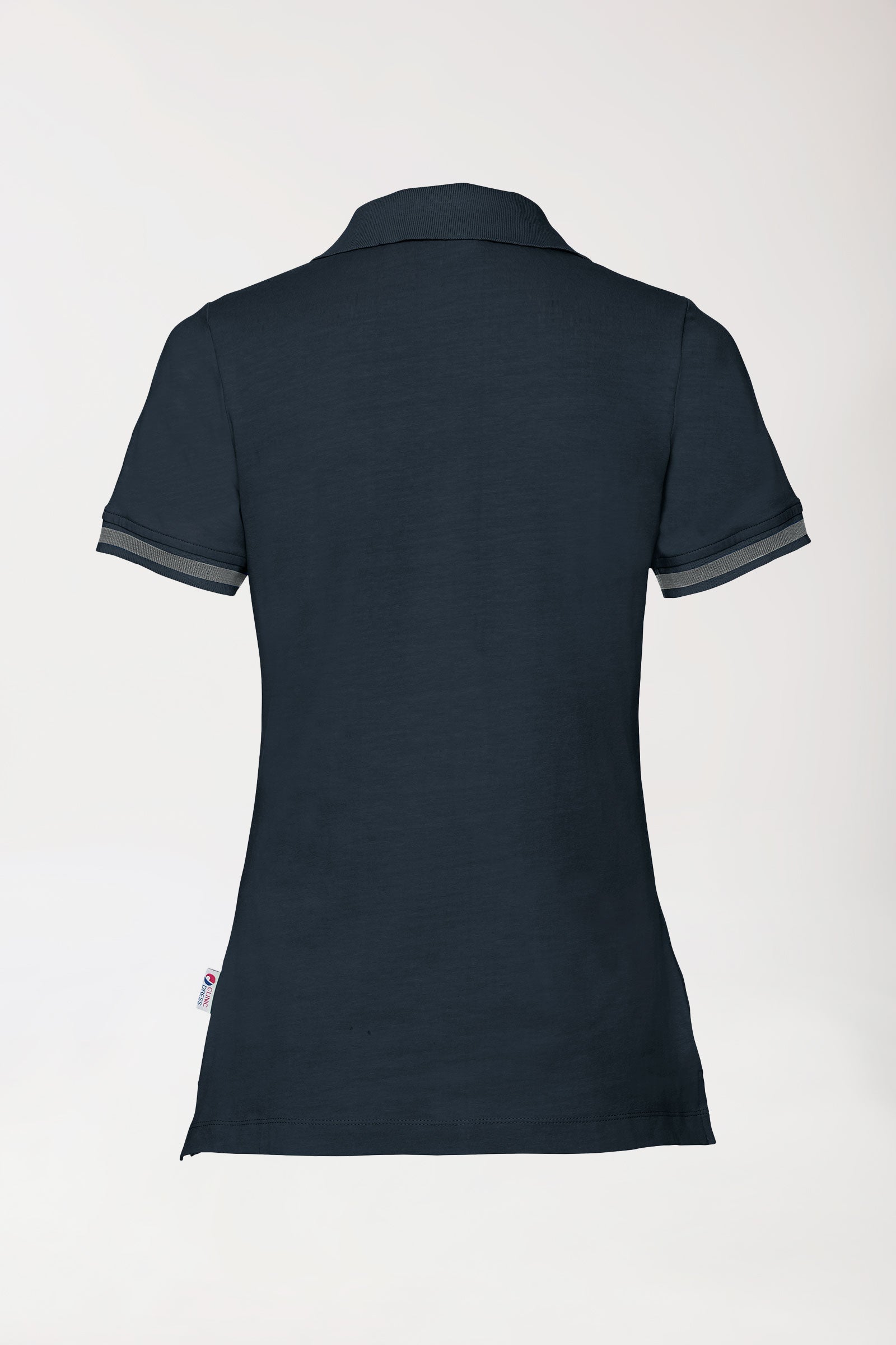 Stretch Shirt Damen - Polokragen navy/dunkelgrau melange