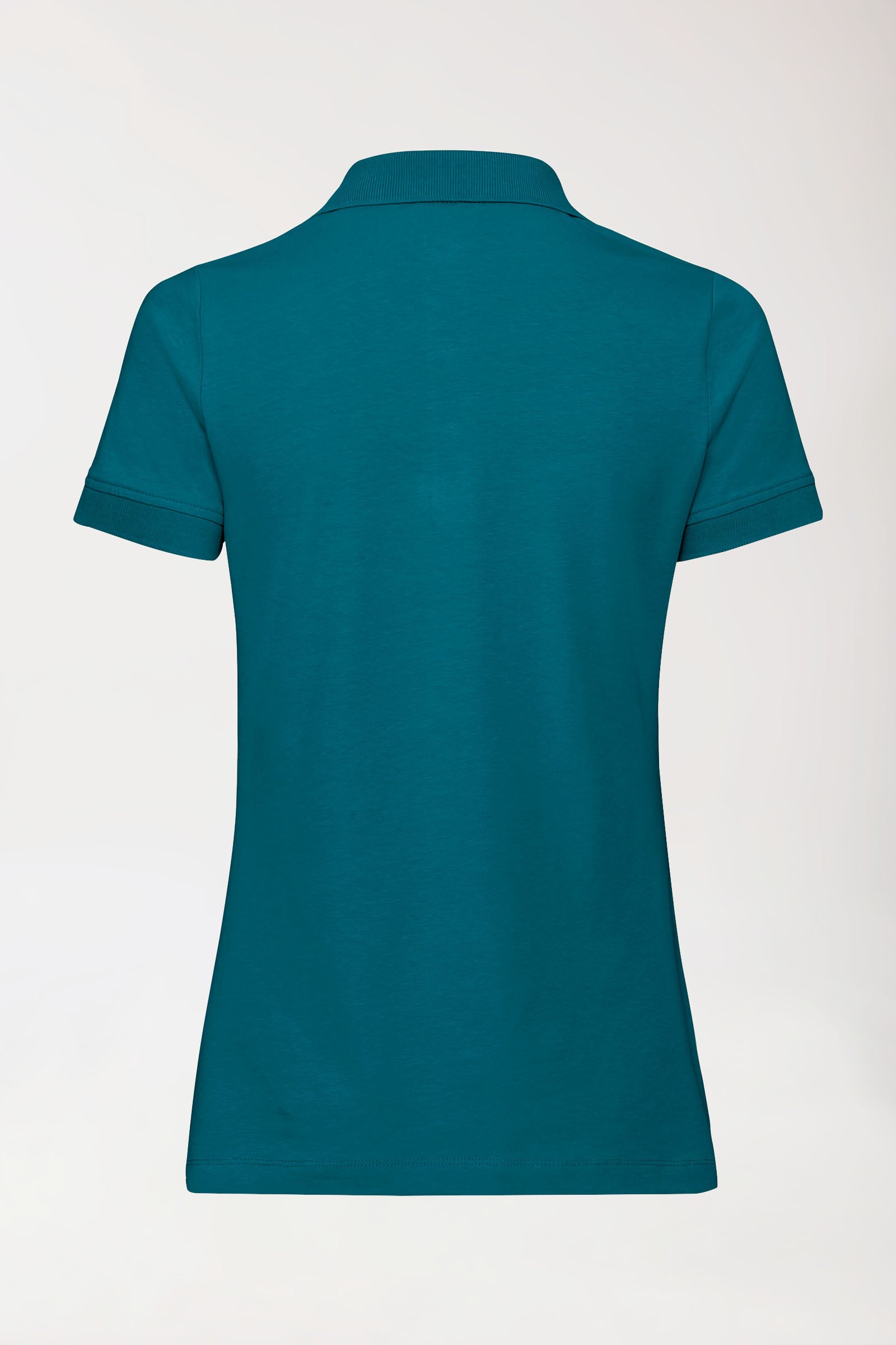 Stretch Shirt Damen - Polokragen - Knopfleiste petrol, Vue de dos 