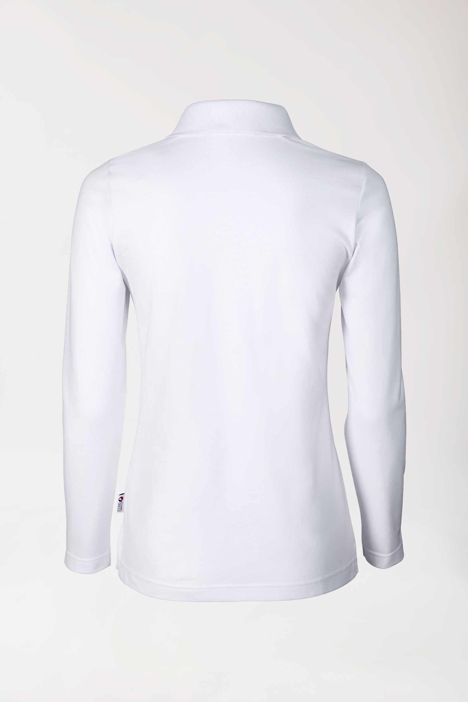 Stretch Shirt Damen - 1/1 Arm mit Polokragen weiss