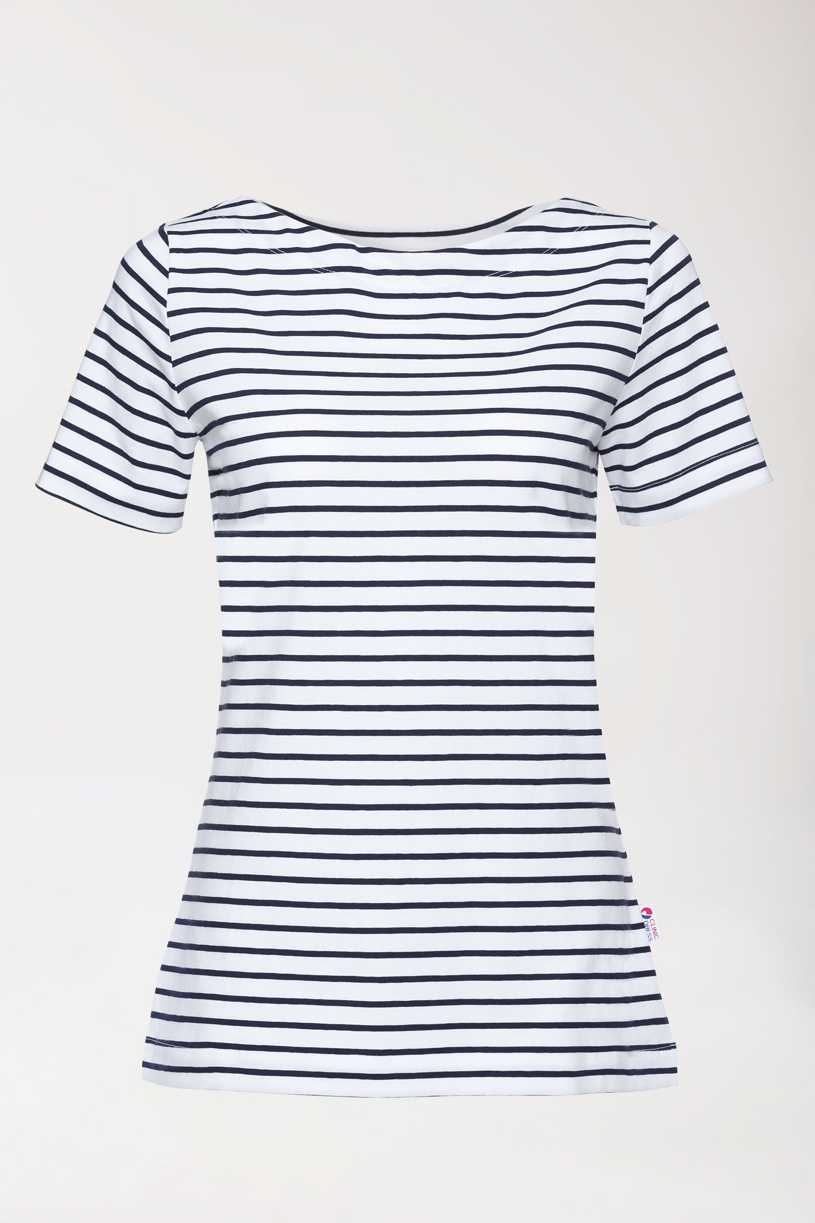 Shirt Damen - 1/2 Arm weiss/navy, Rückansicht 