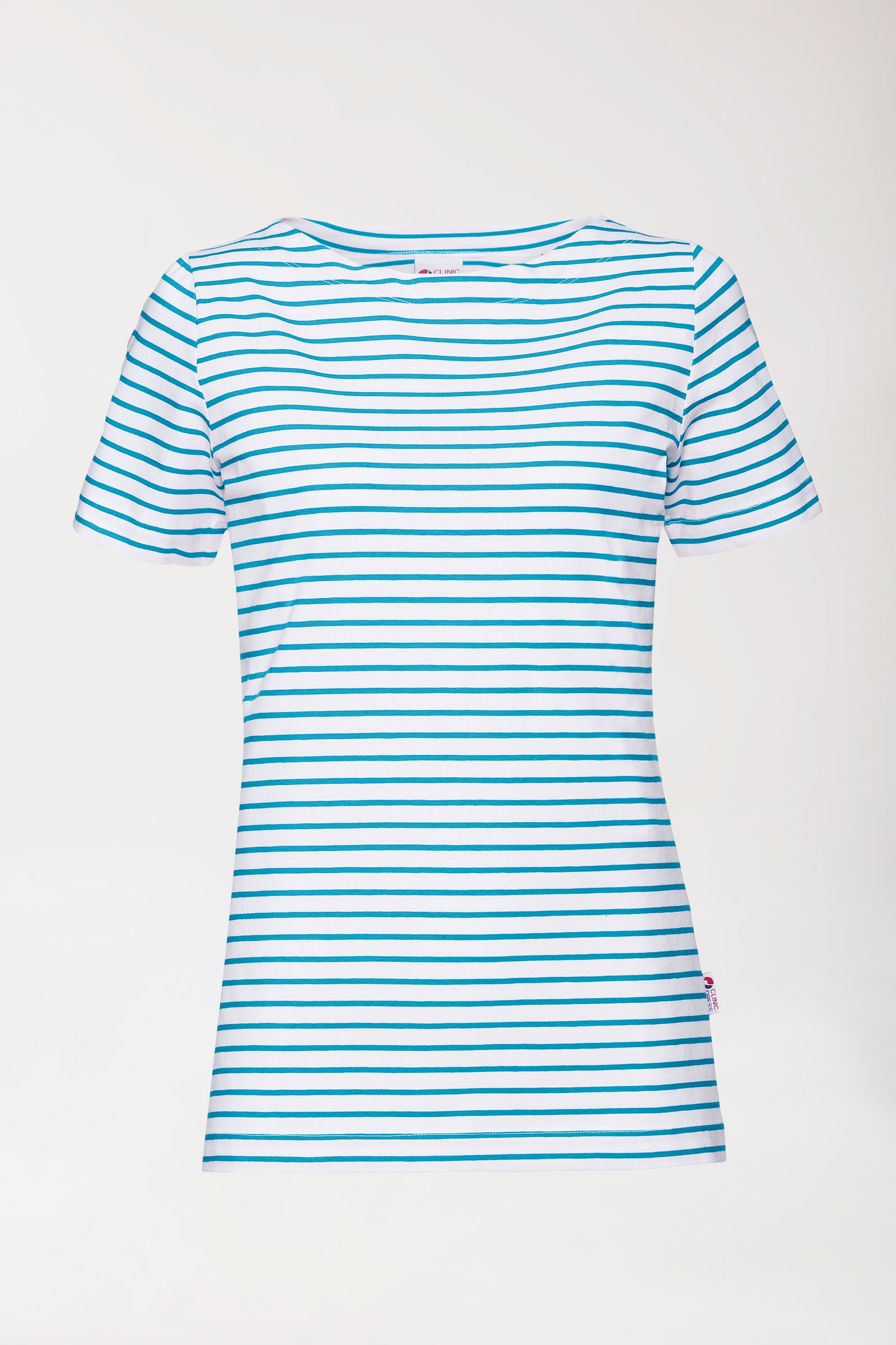 Shirt Damen - 1/2 Arm weiss/türkis, Rückansicht 