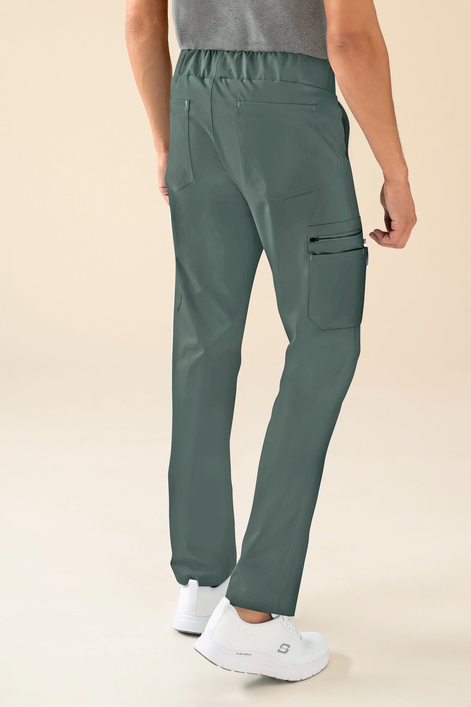 KAERE Hose Herren - gerader Saum mit Beintaschen dunkelgrün