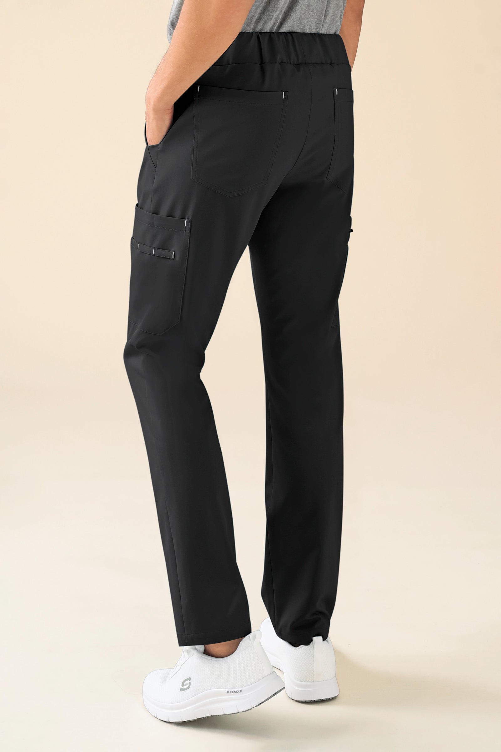 KAERE Hose Herren - gerader Saum mit Beintaschen schwarz, Rückansicht 