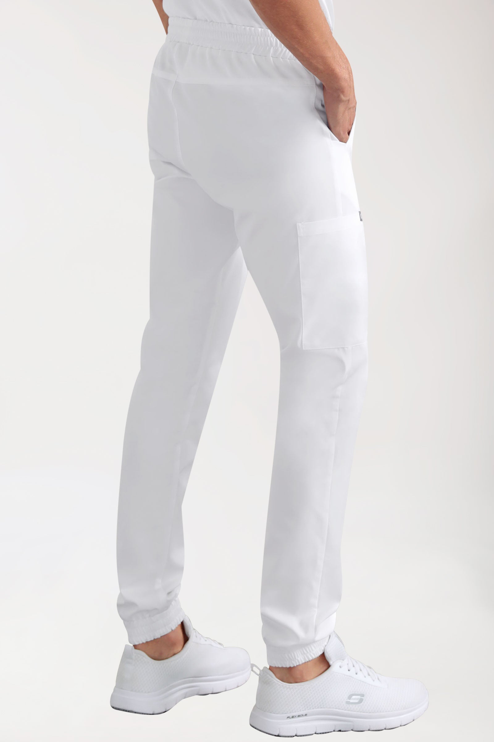 CORE Cargohose Herren - Jogpants Style weiss, Rückansicht 