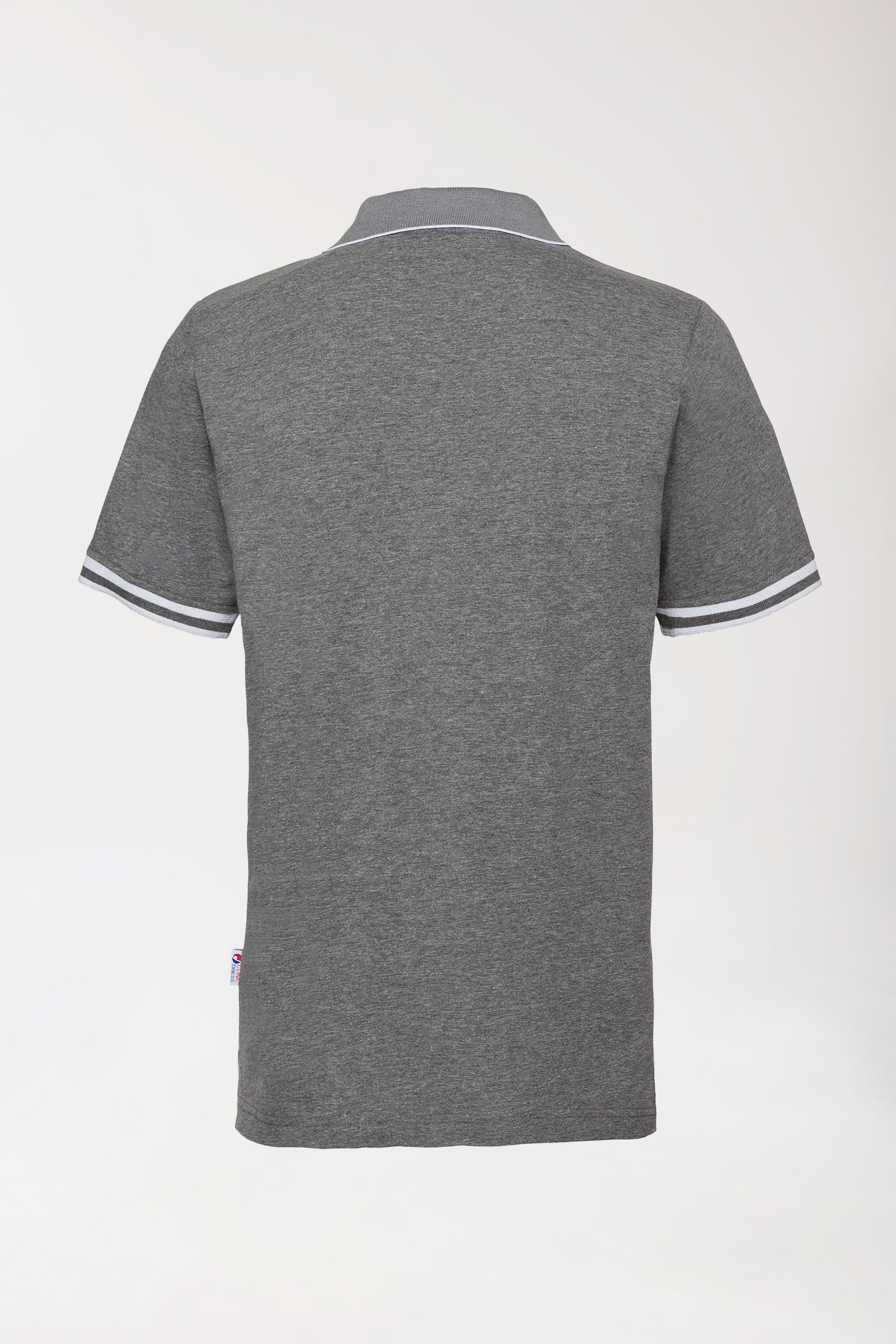Stretch Shirt Herren - Polokragen - Kontrastknopfleiste - dunkelgrau melange/weiss, Rückansicht 