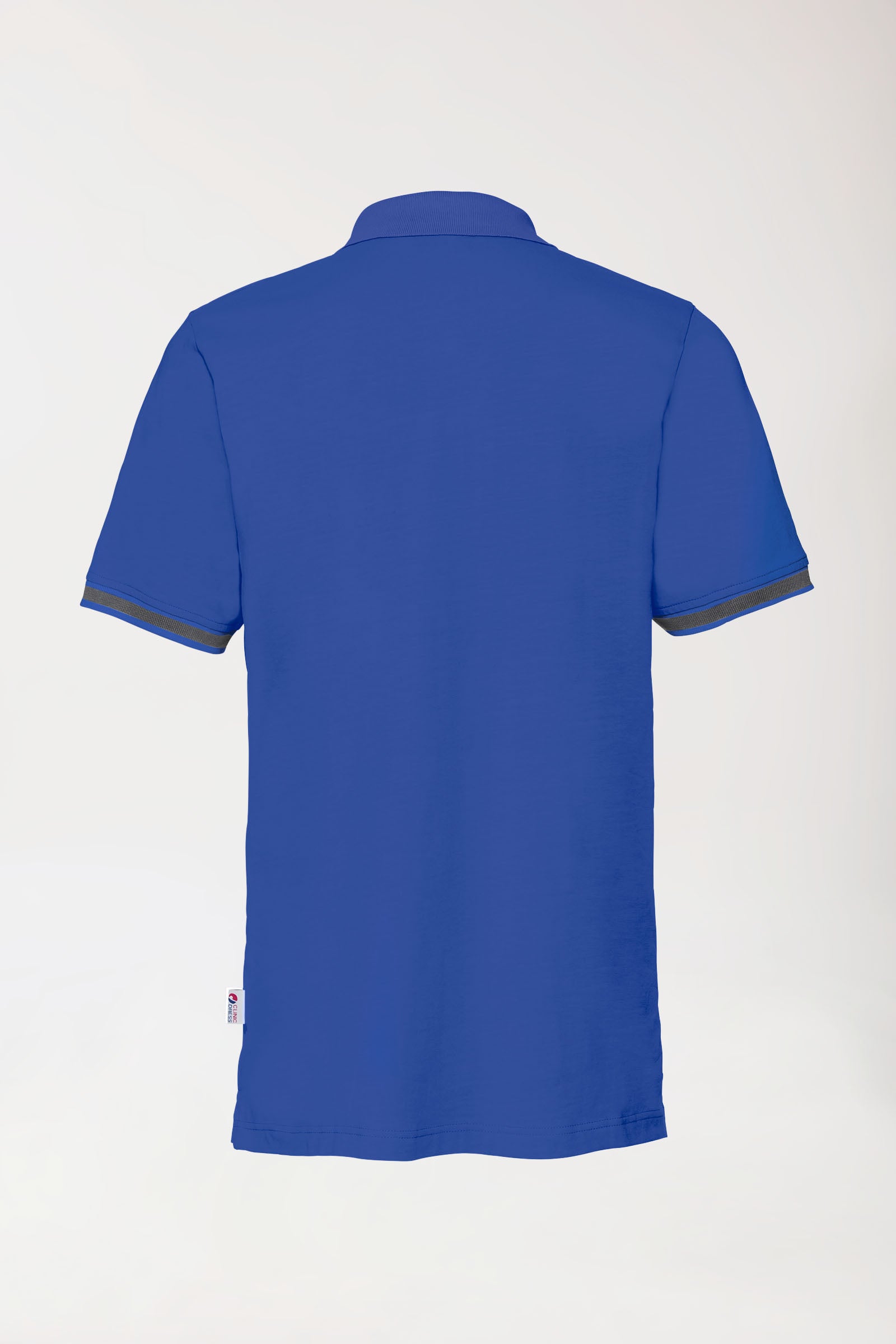 Stretch Shirt Herren - Polokragen königsblau/dunkelgrau melange, Rückansicht 