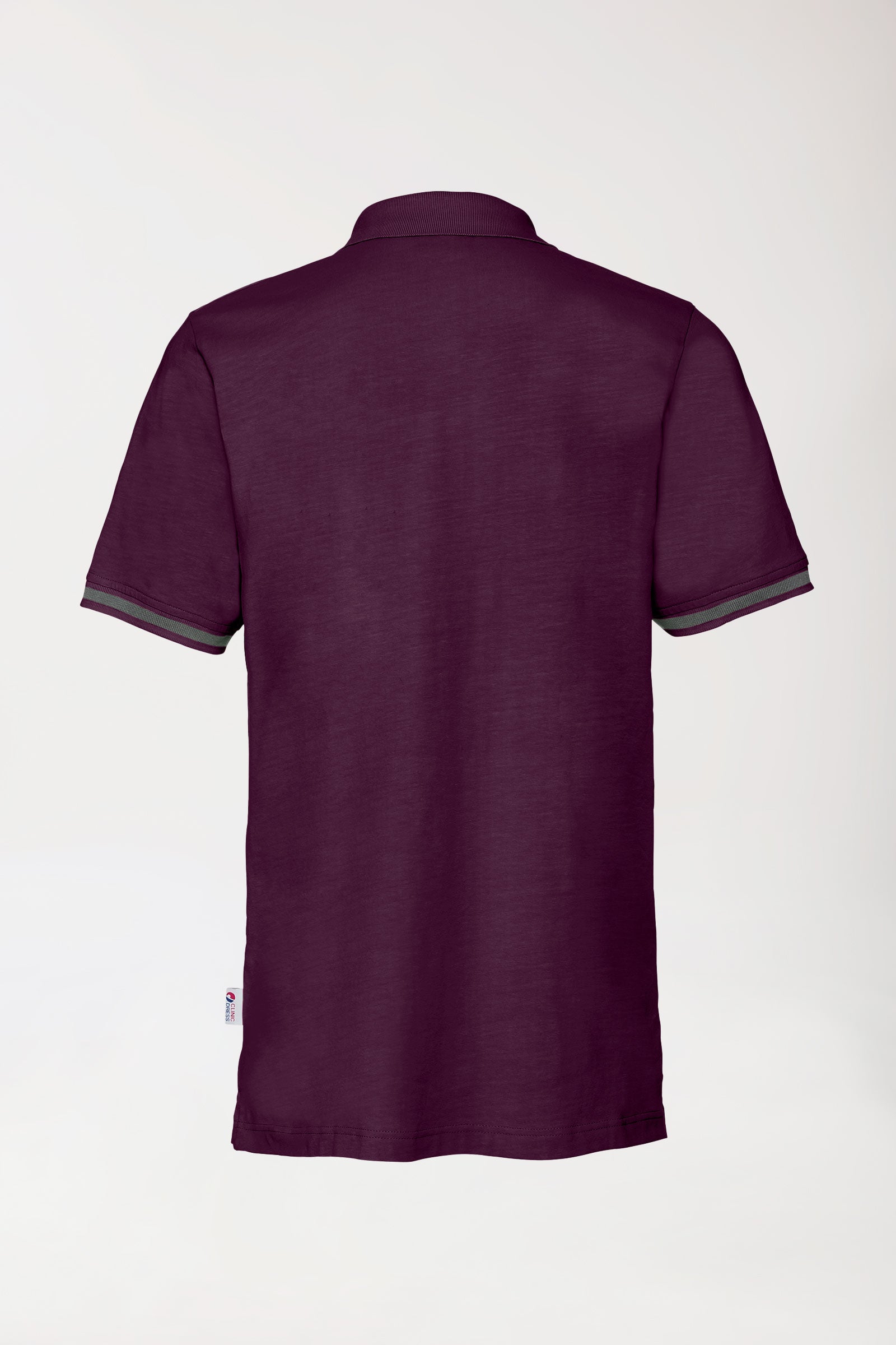Stretch Shirt Herren - Polokragen pflaume/dunkelgrau melange, Rückansicht 