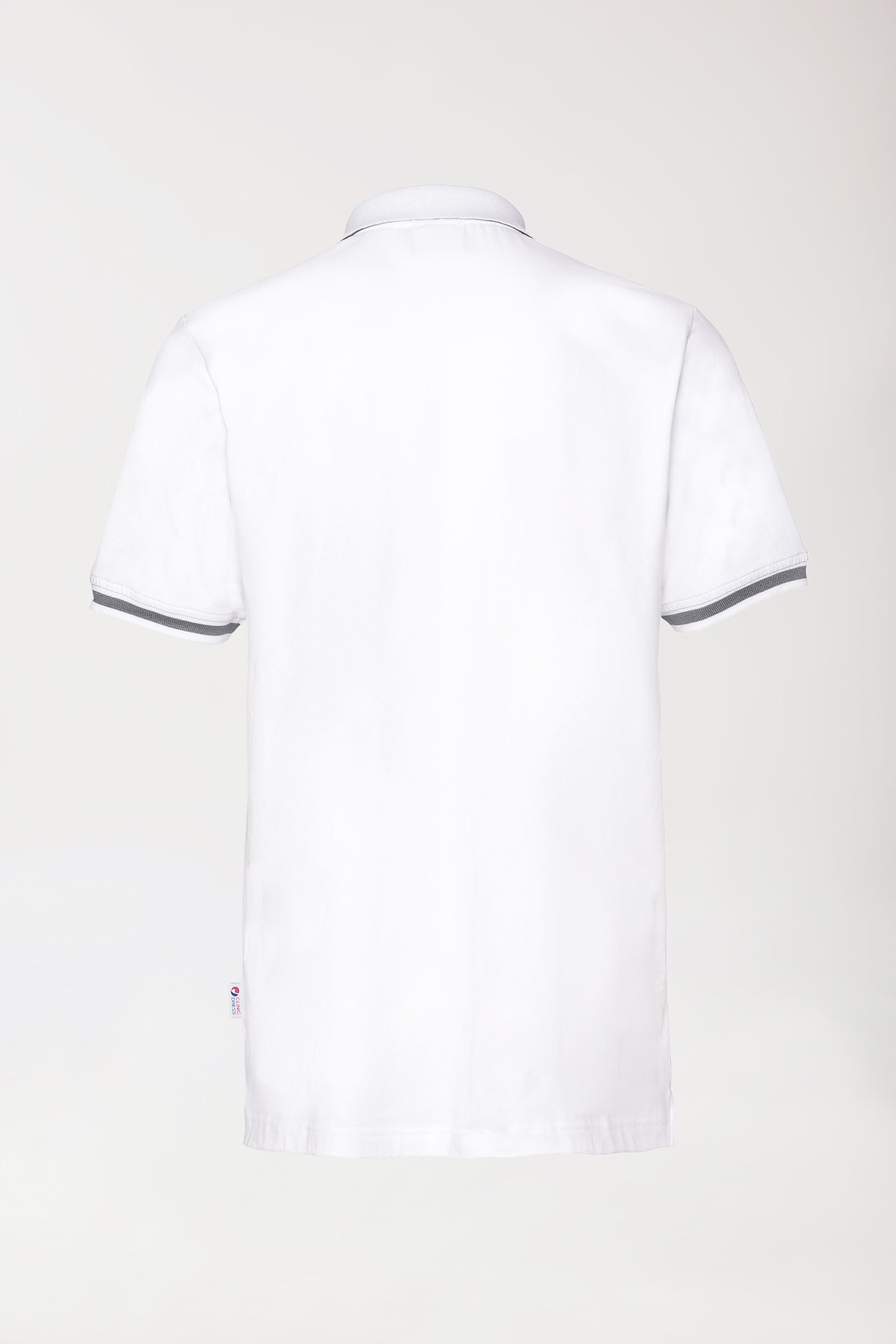 Stretch Shirt Herren - Polokragen weiss/dunkelgrau melange, Rückansicht 