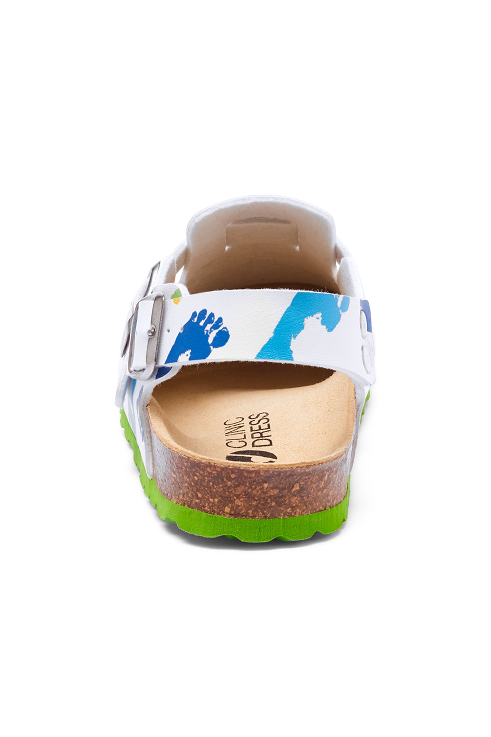 Damen Clog weiss/apfelgrün/bunt, Vue de dos 