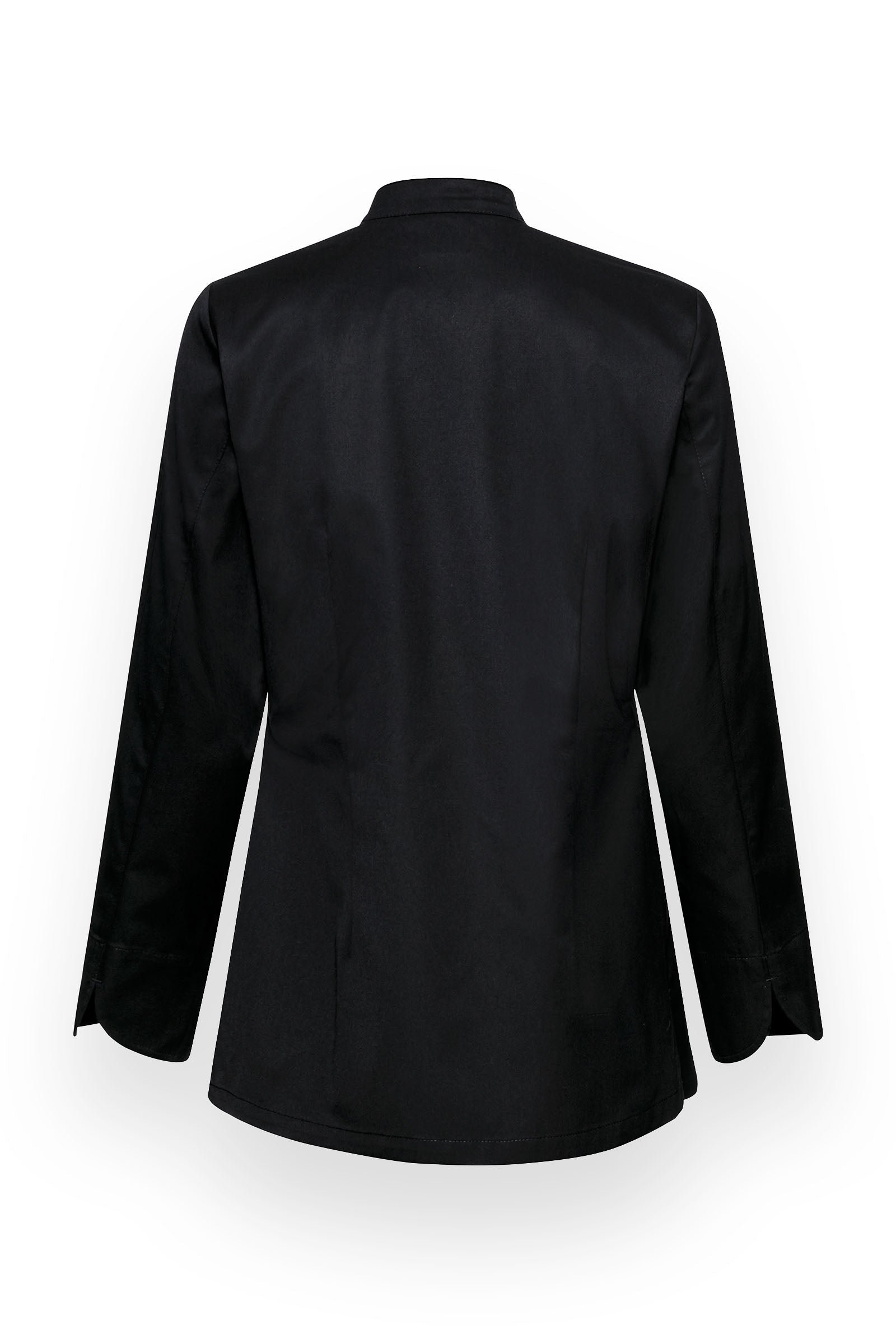 Gastro Kochjacke Damen - 6er Knopfreihe - 1/1 Arm schwarz, Rückansicht 