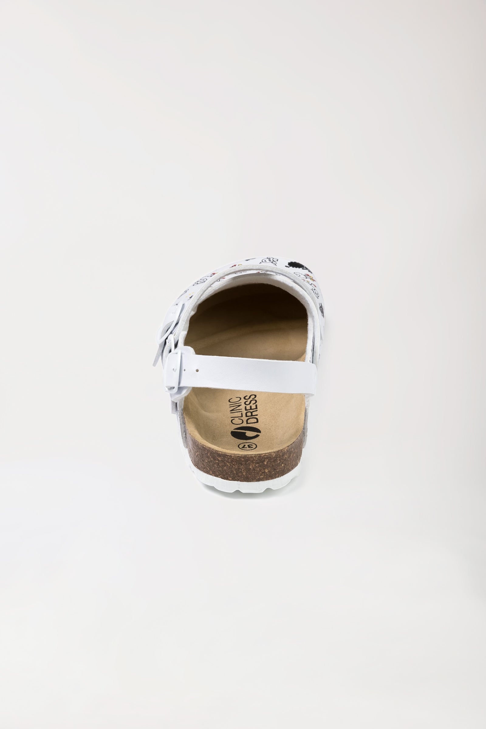 Damen Clog - Kreuzriemen - weiss/schwarz, Rückansicht 