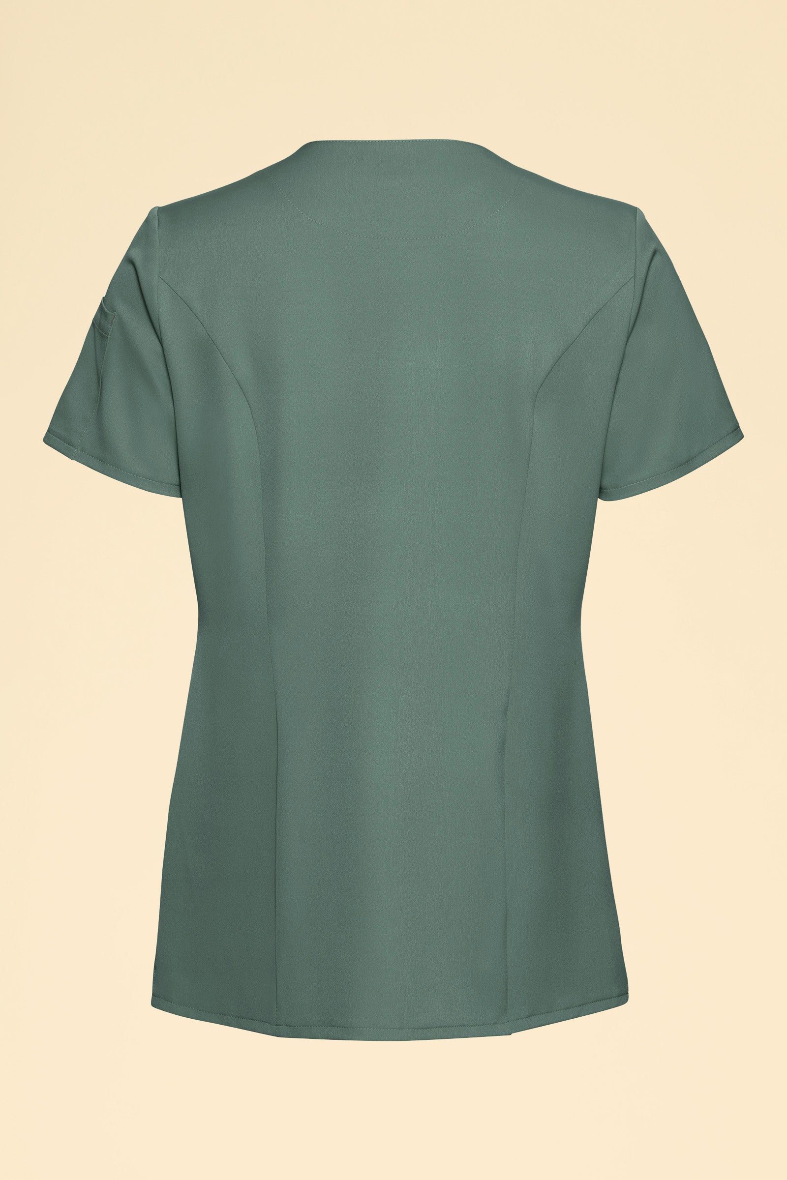 KAERE Kasack Damen - durchgeknöpft dunkelgrün, Rückansicht 