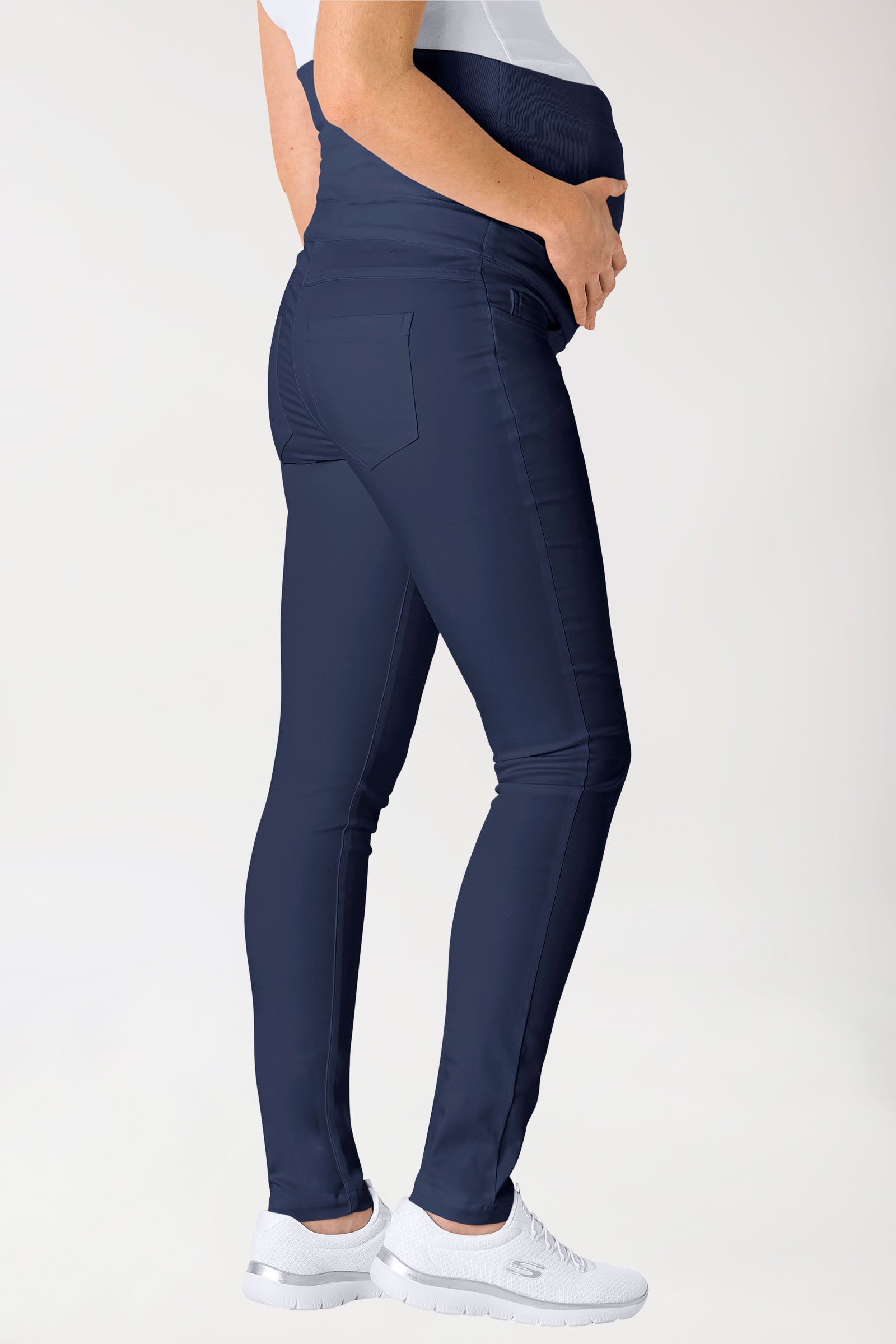 Comfort Stretch Umstandshose - elastischer Strickbund navy, Vue de dos 