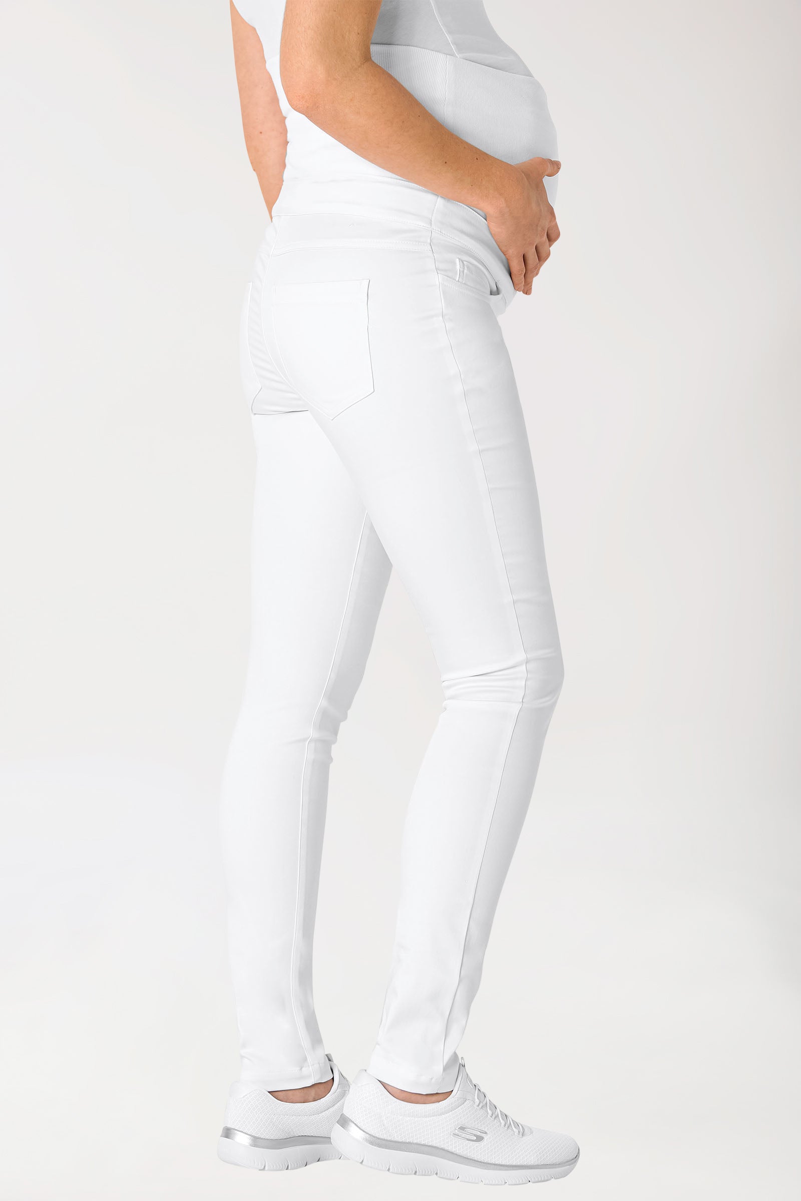 Comfort Stretch Umstandshose - elastischer Strickbund weiss, Vue de dos 