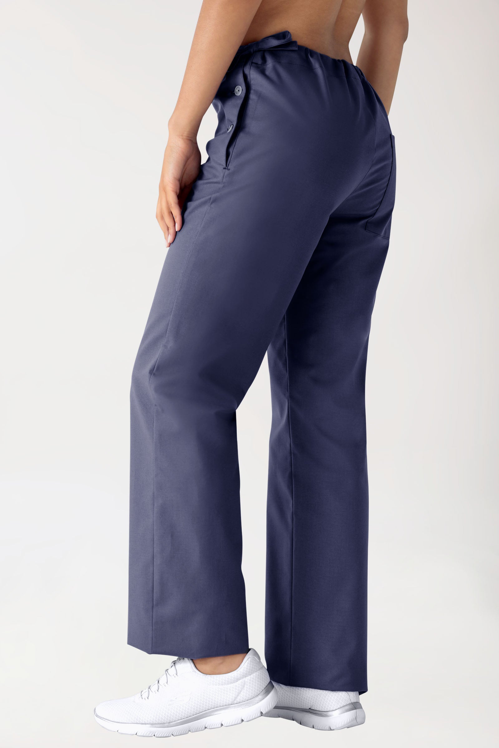 Baumwoll Hose Unisex - seitlicher Knopfverschluss light navy, Vue de dos 