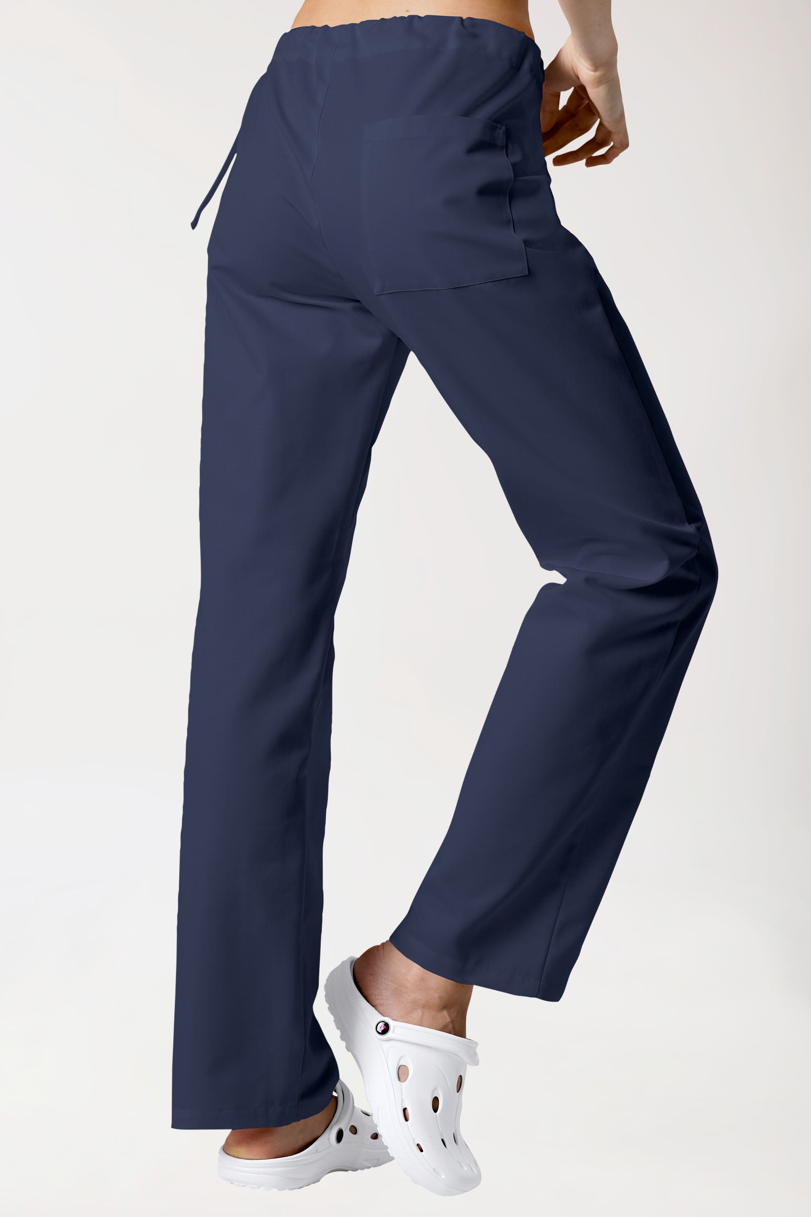 Baumwoll Hose Unisex - seitlicher Knopfverschluss navy, Rückansicht 
