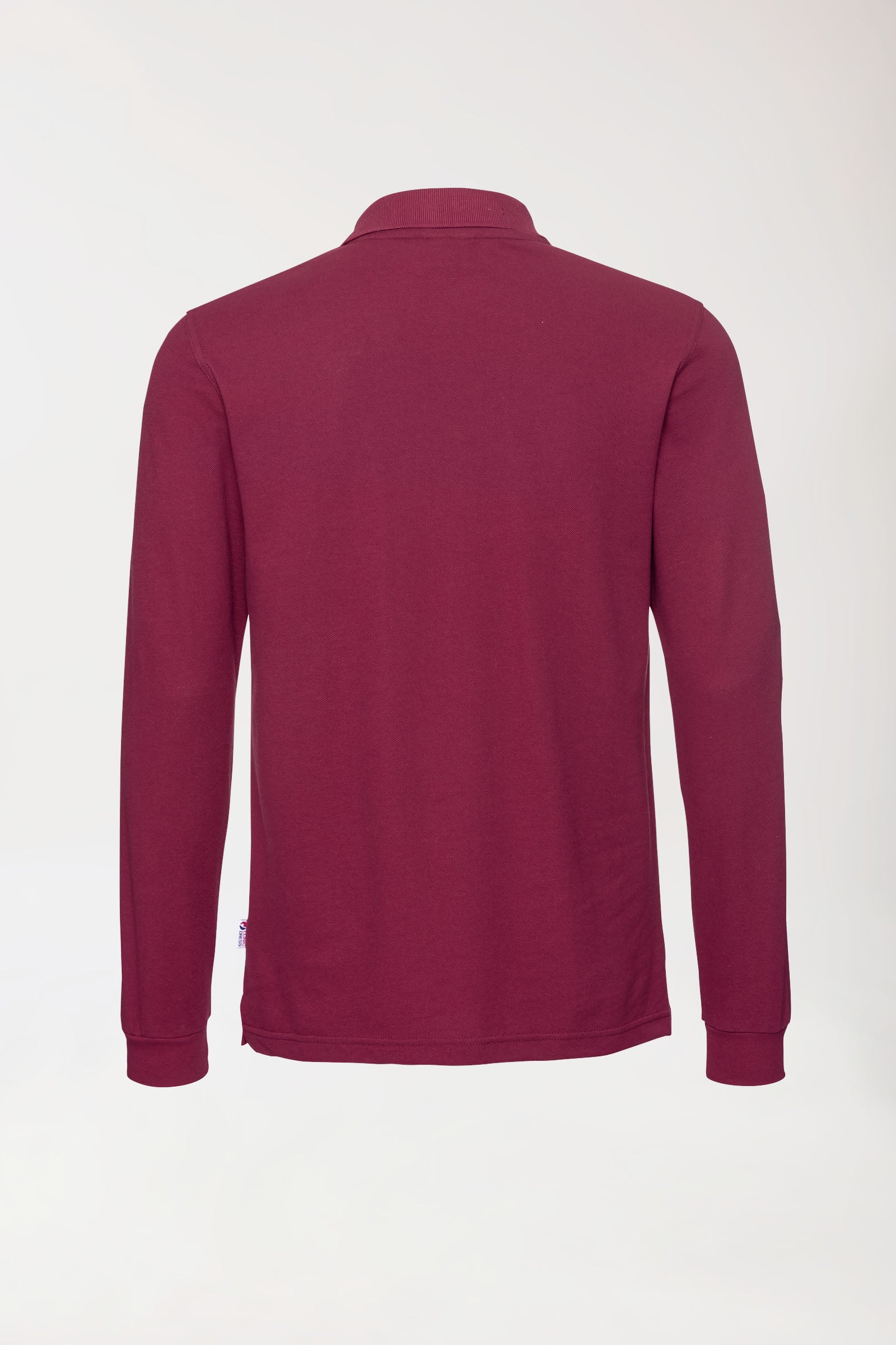 Langarm-Poloshirt Bordeaux Unisex, Rückansicht 