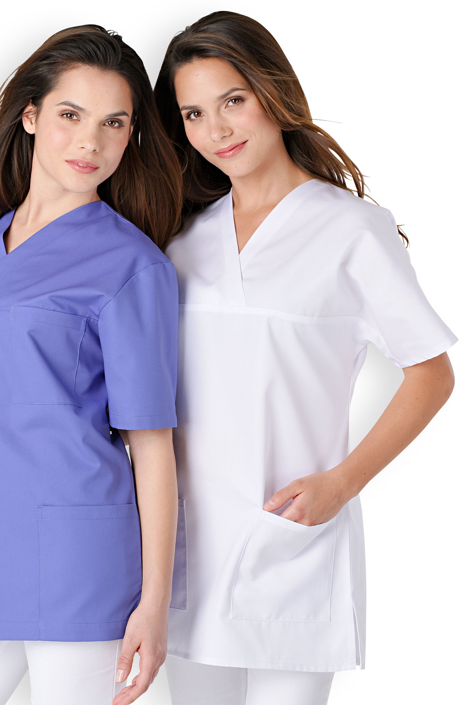 Schlupfkasack Damen Weiss V-Ausschnitt