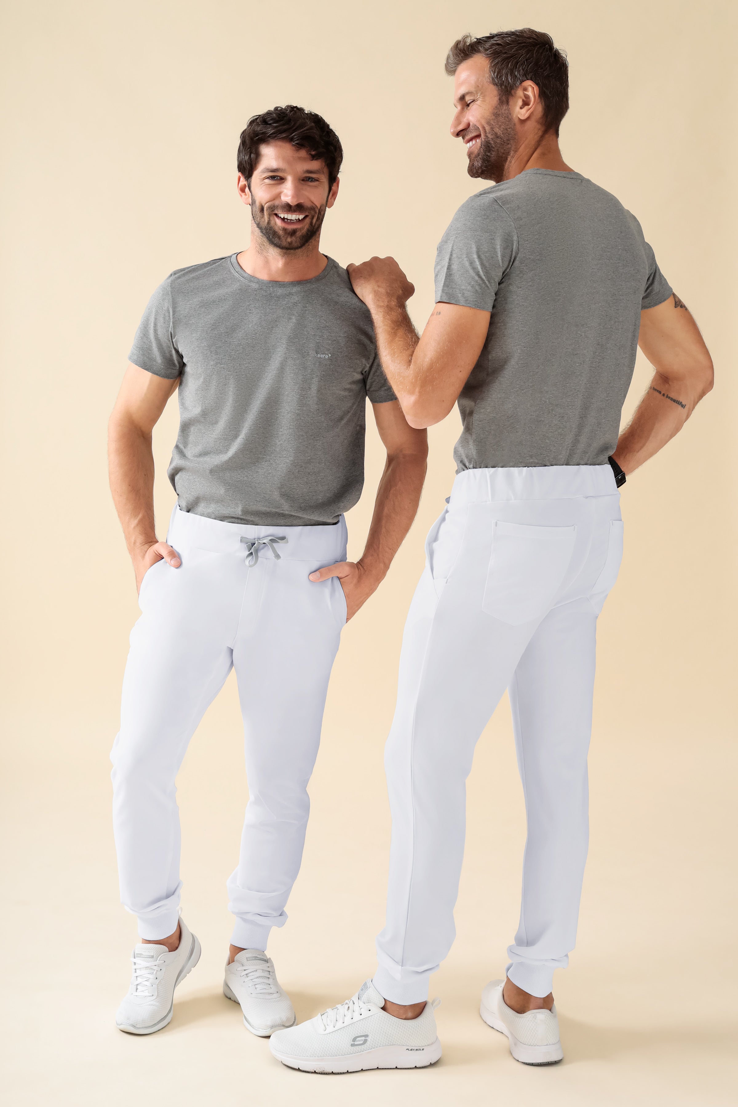 KAERE Hose Herren - Saumbündchen ohne Beintaschen weiss