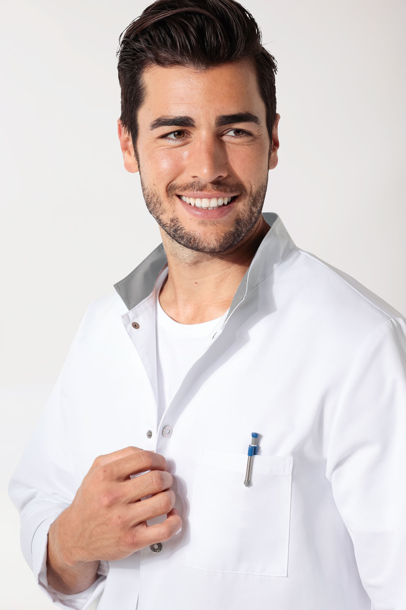 Kurzmantel Herren - Stehkragen weiss/grau