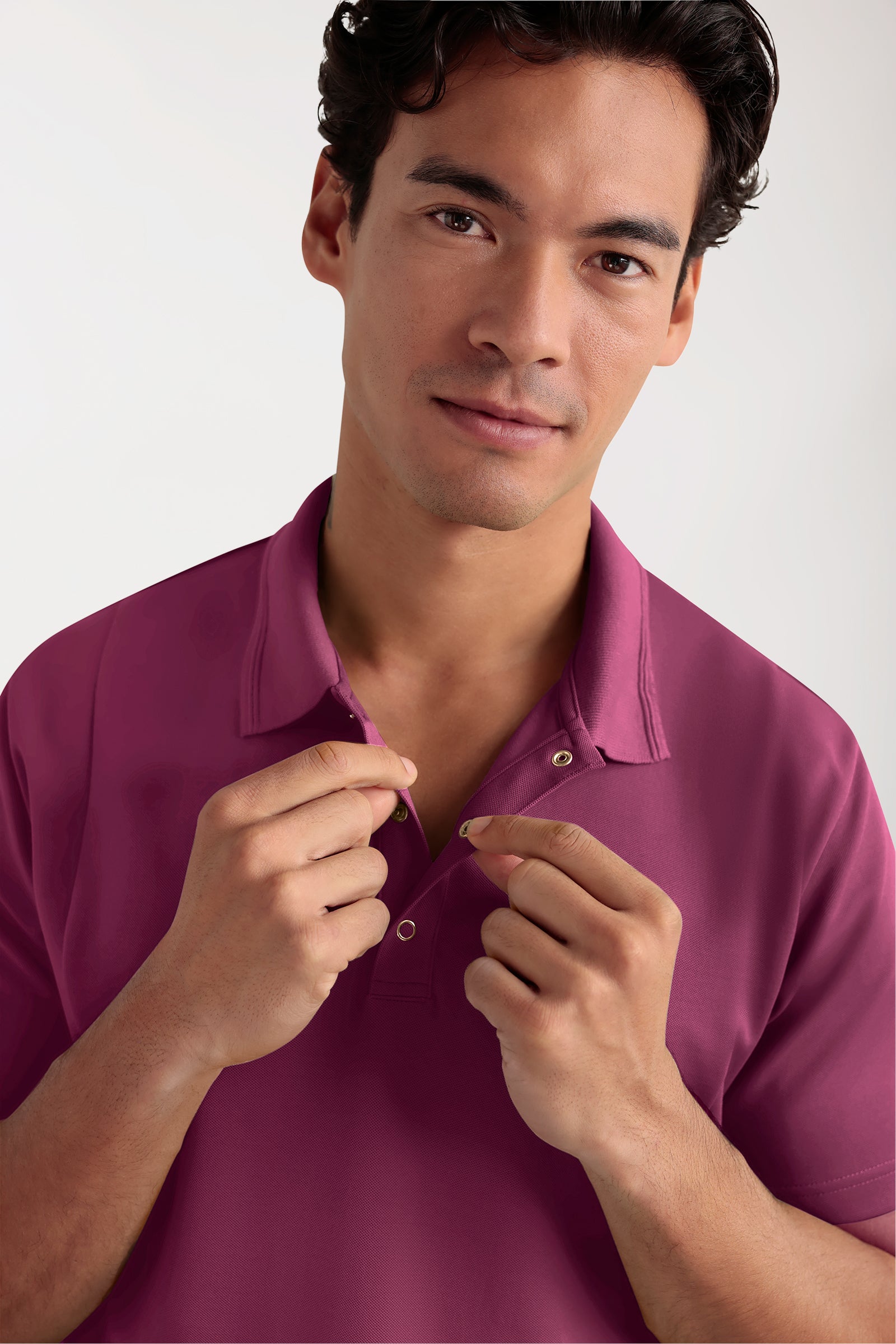 COMFY FLEX Stretch Schlupfkasack Herren - Polokragen berry