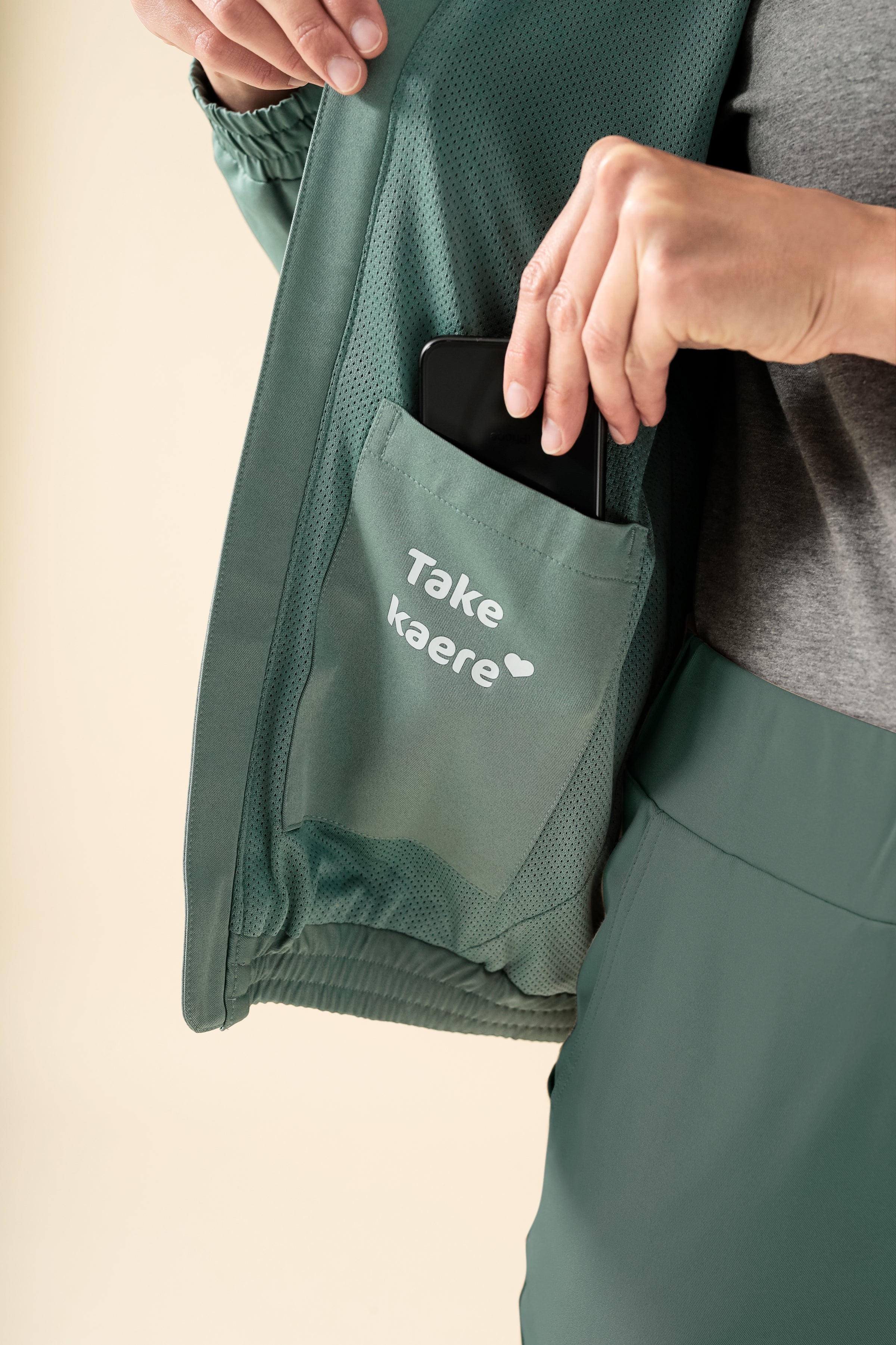 KAERE Blousonjacke Damen - mit elastischen Bündchen dunkelgrün